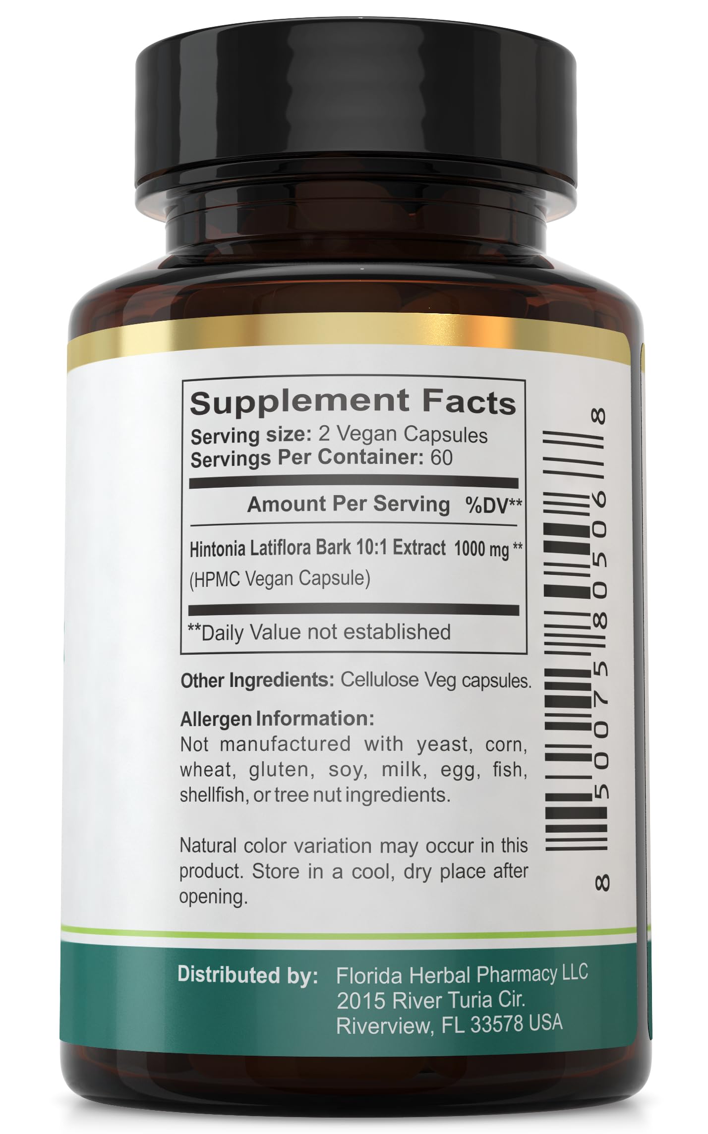 Florida Herbal Pharmacy Hintonia Latiflora Extract Capsules packaging