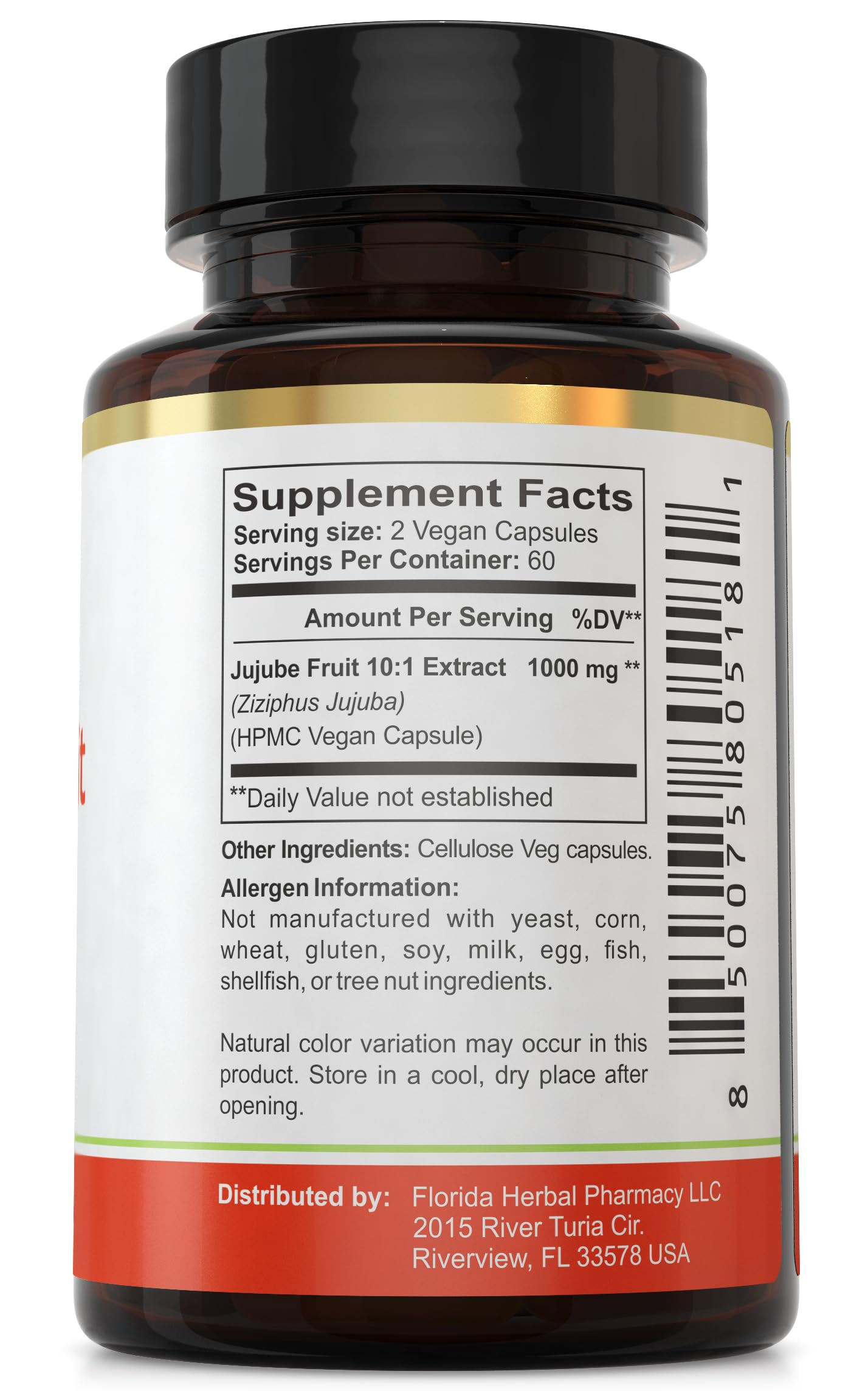Florida Herbal Pharmacy Jujube Extract Capsules packaging
