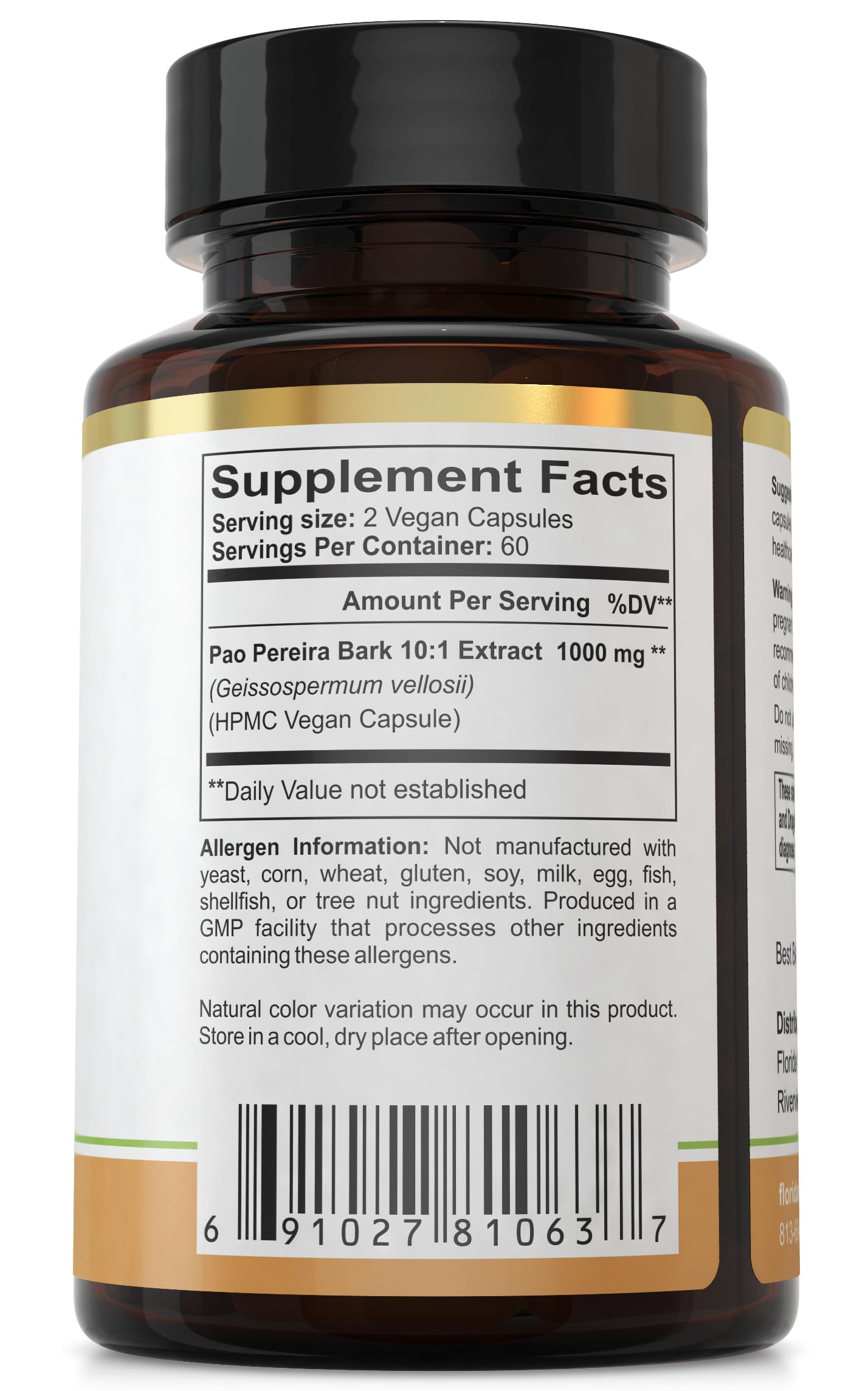Florida Herbal Pharmacy Pao Pereira Extract Capsules packaging