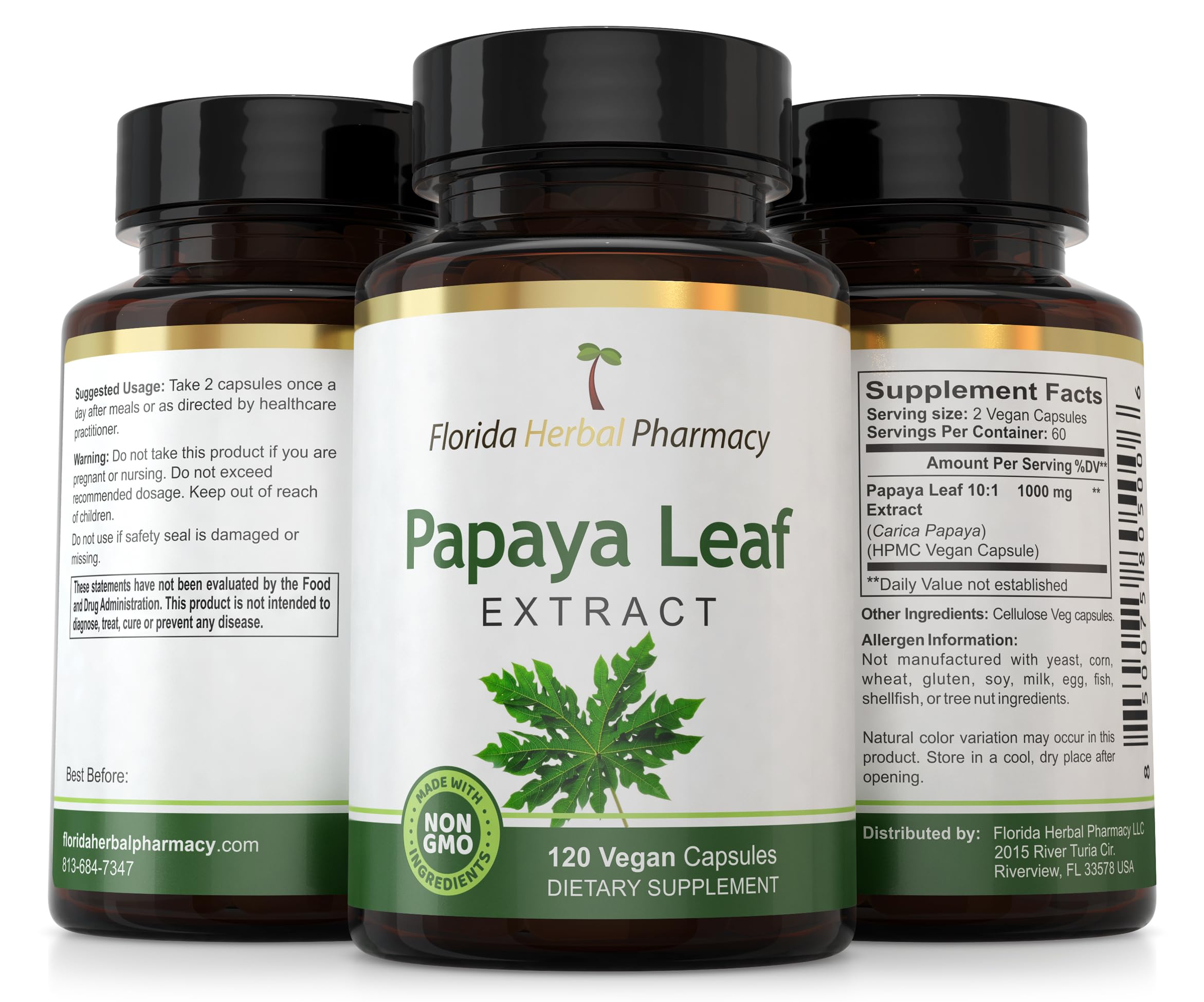 Florida Herbal Pharmacy Papaya Extract Capsules 500mg packaging