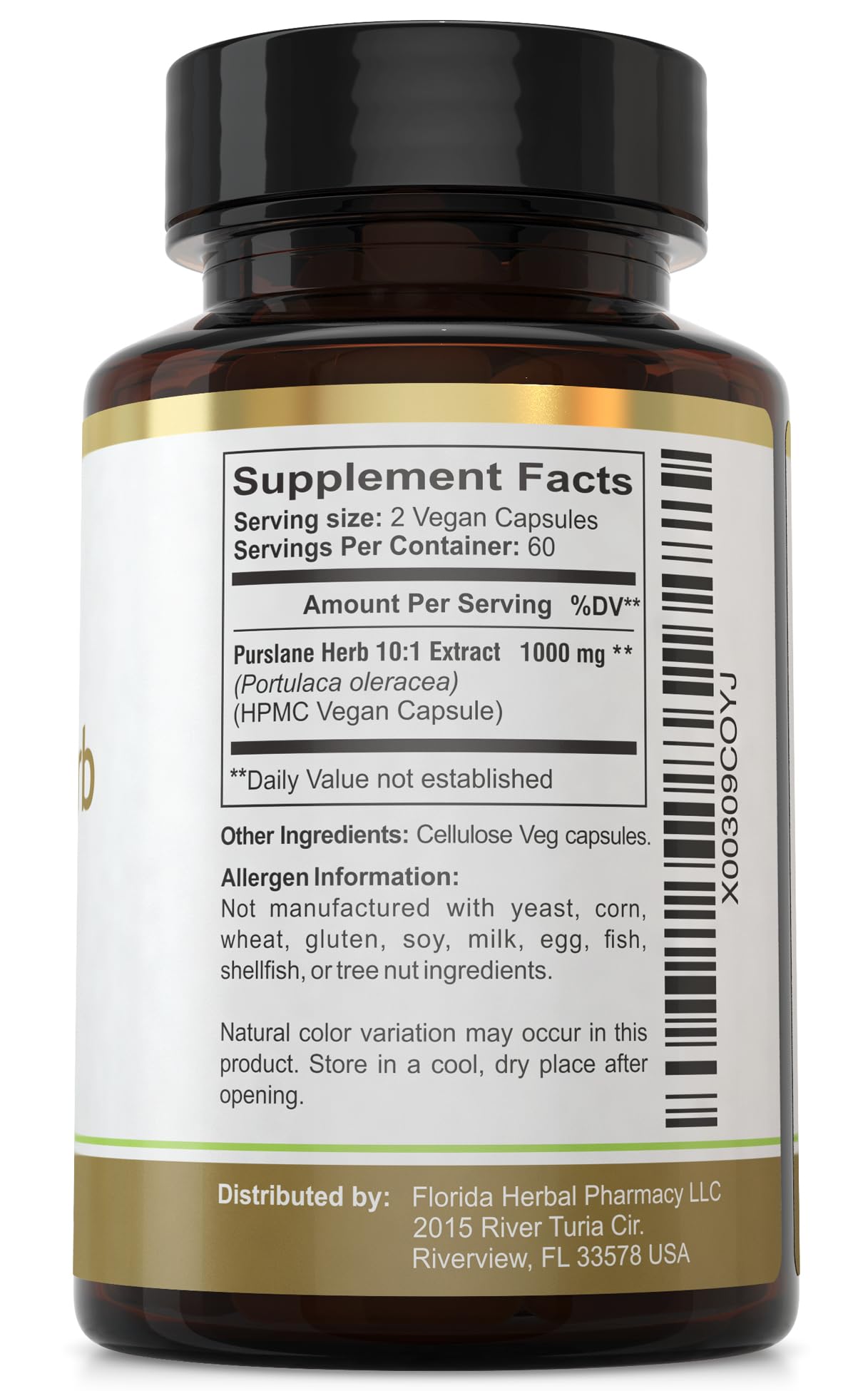 Florida Herbal Pharmacy Purslane Omega-3 Capsules packaging