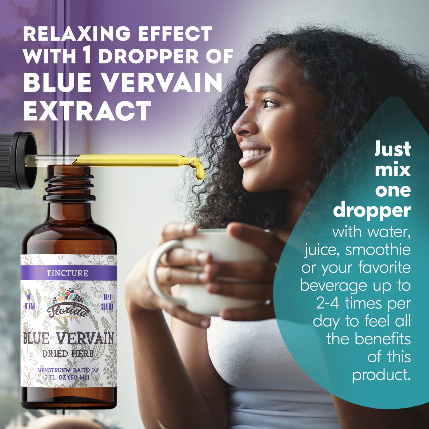 FLORIDA HERBS Blue Vervain Tincture packaging side view