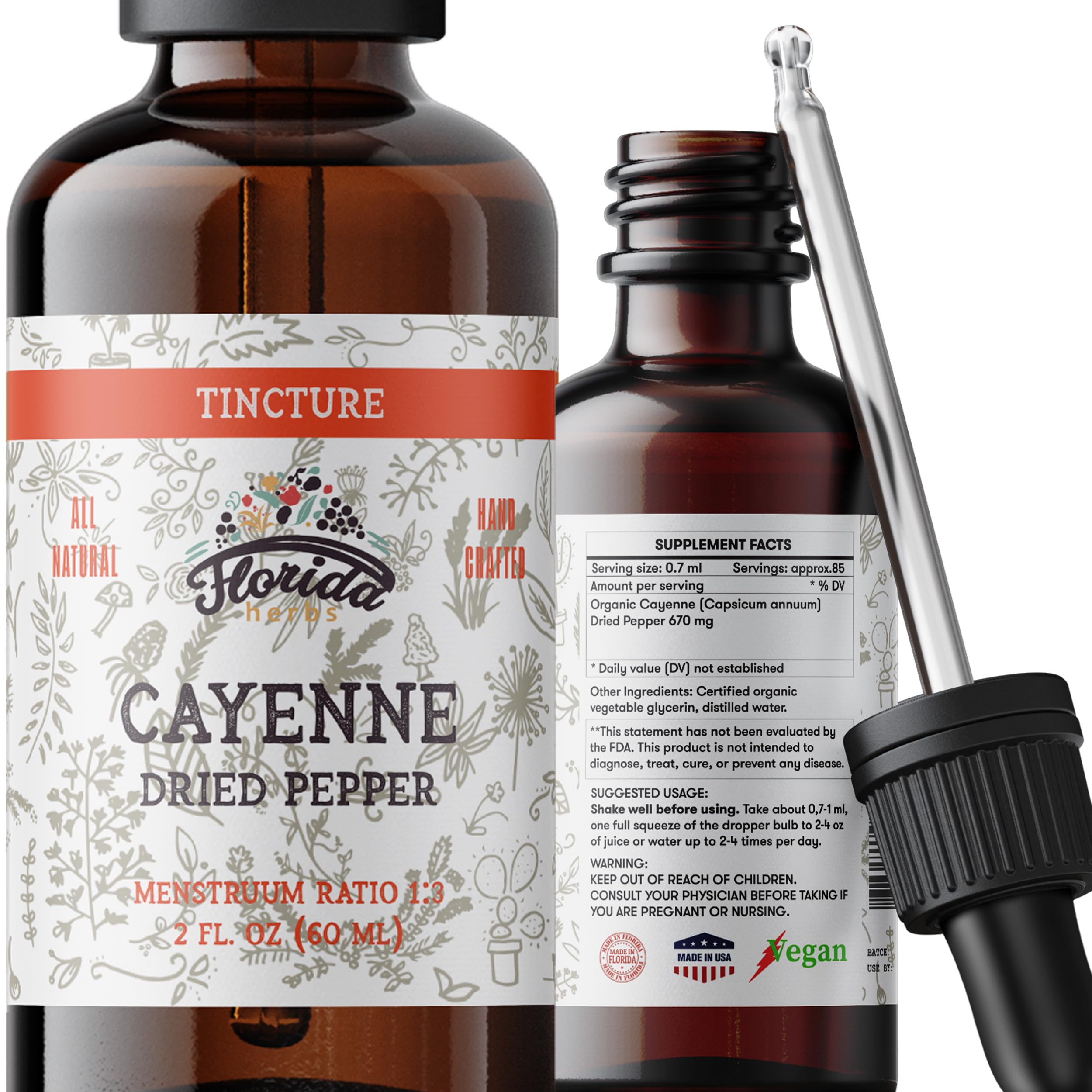 FLORIDA HERBS Cayenne Tincture 57g bottle front view