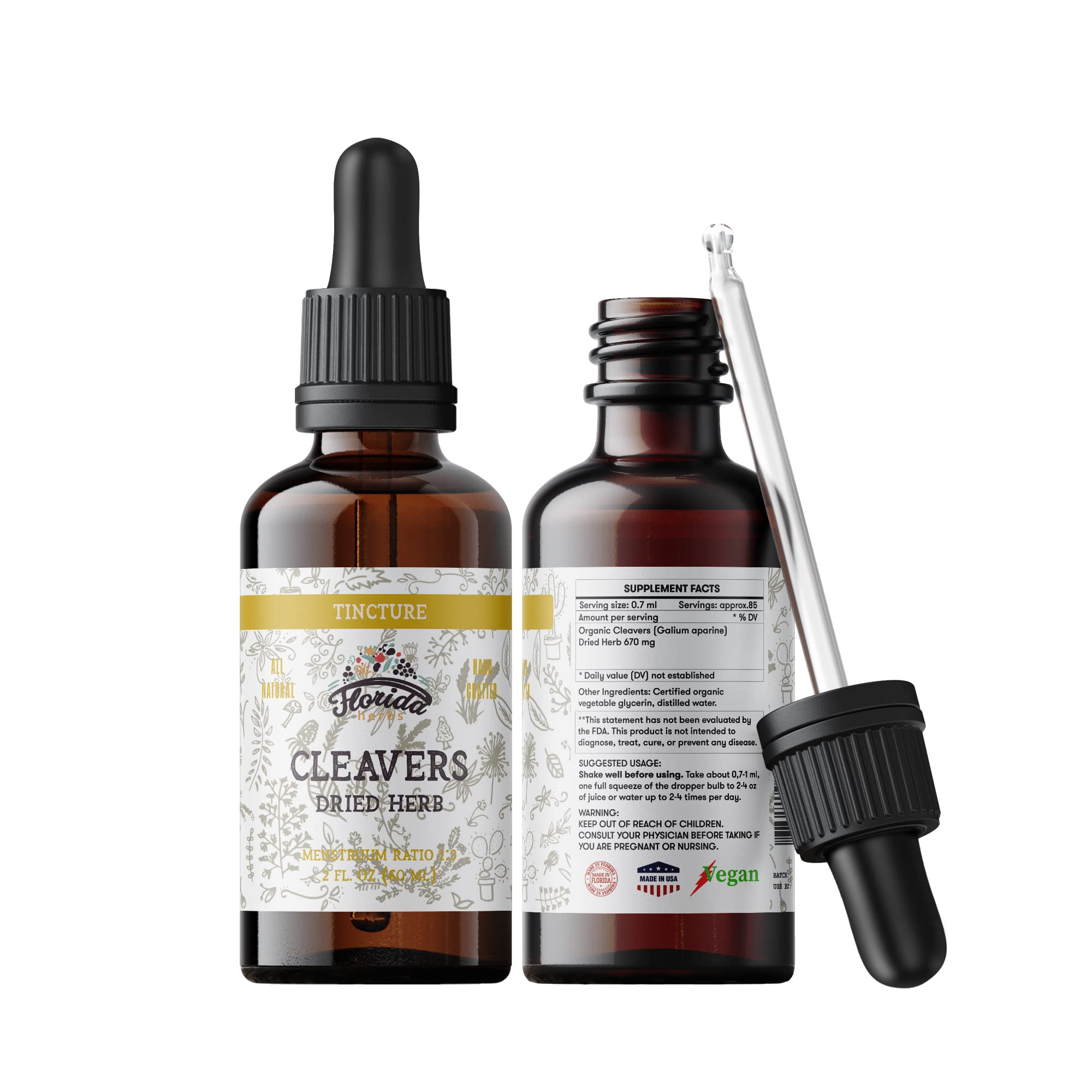 FLORIDA HERBS Cleavers Tincture 159g front view