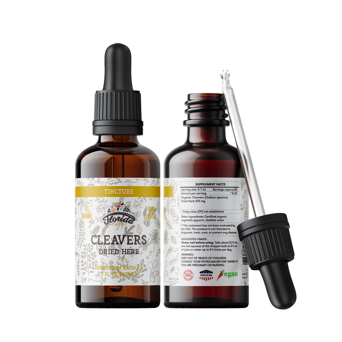 FLORIDA HERBS Cleavers Tincture 159g front view