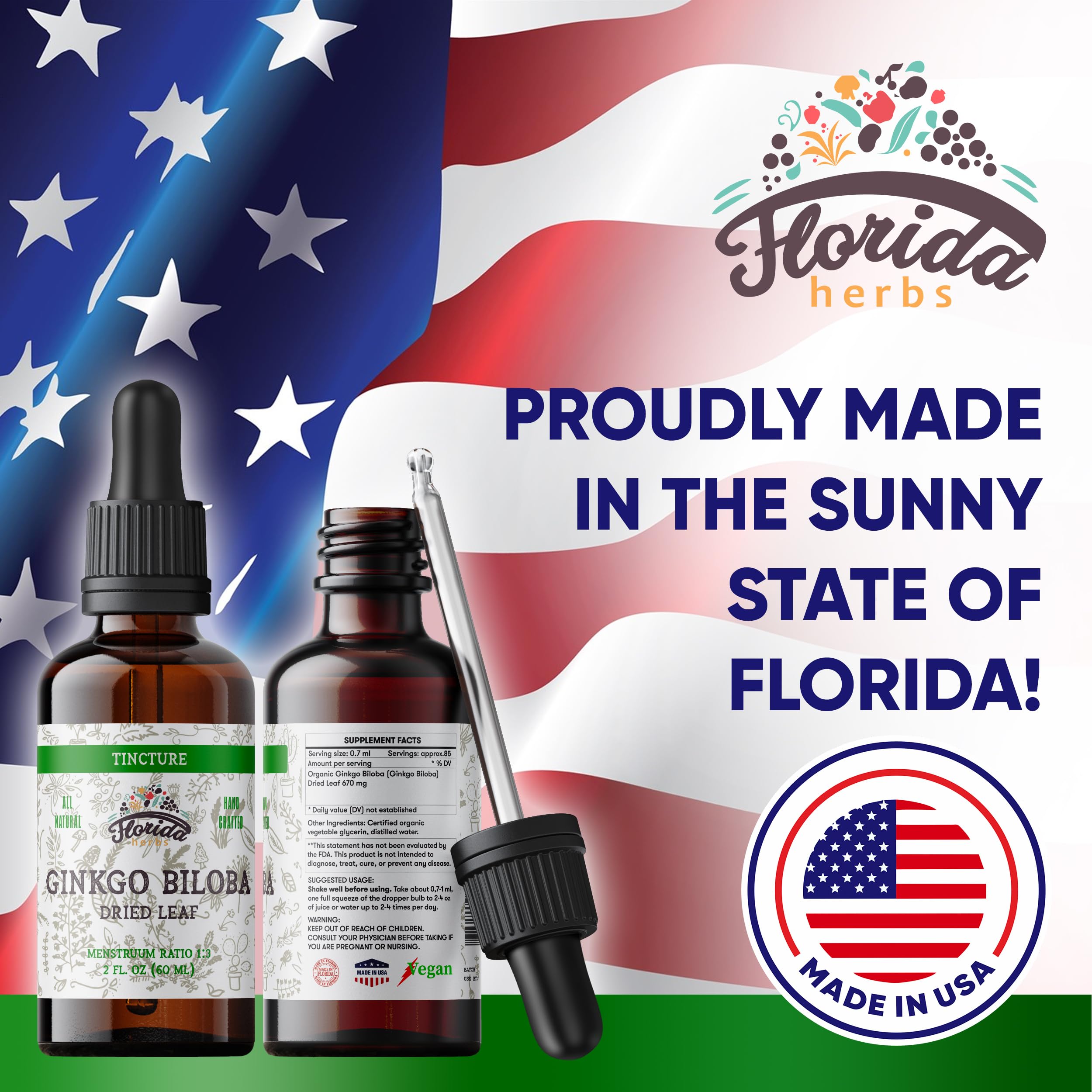 FLORIDA HERBS Ginkgo Biloba Organic Liquid Supplement ingredients list