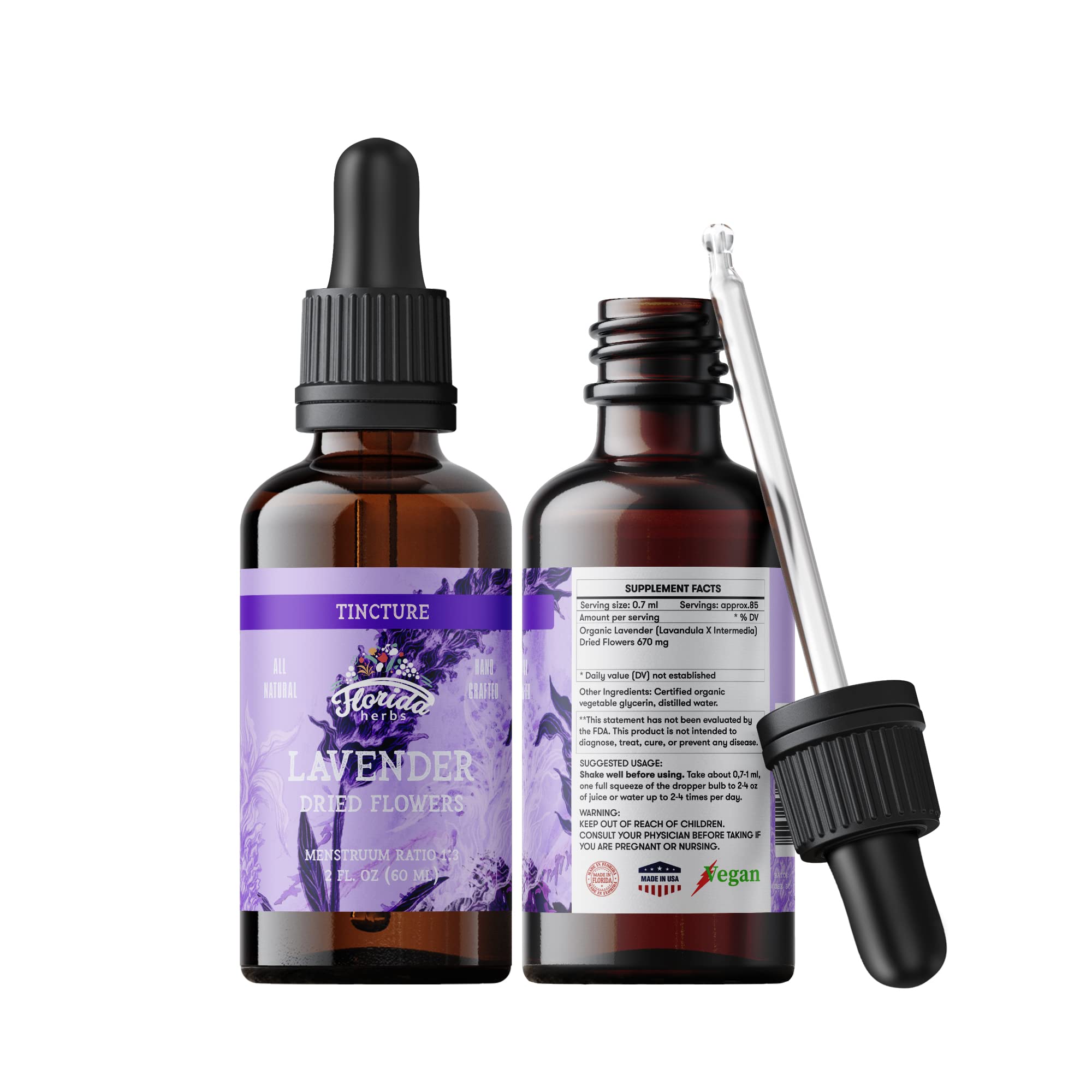 FLORIDA HERBS Lavender Tincture 132g front view