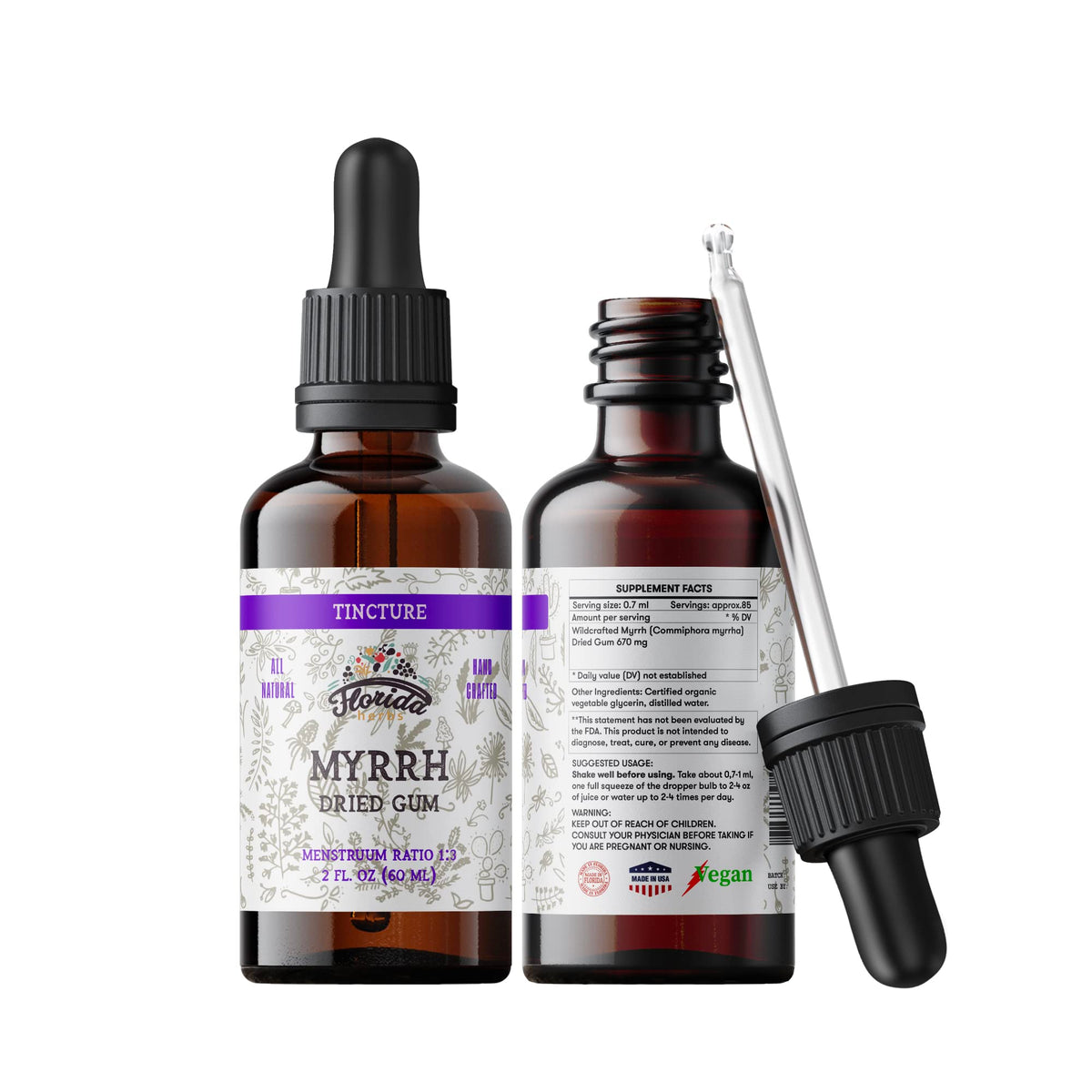 FLORIDA HERBS Myrrh Herbal Extract bottle front view