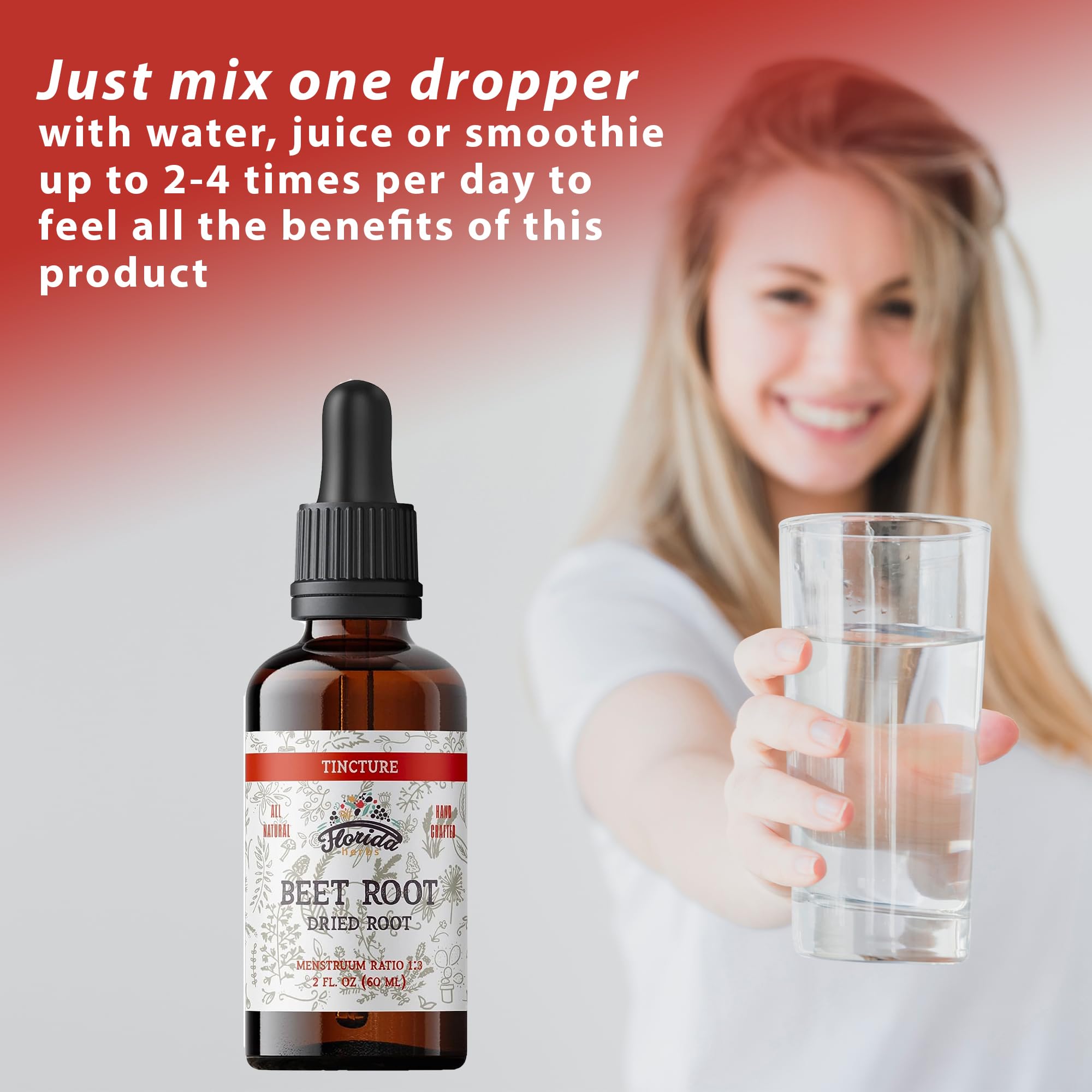 FLORIDA HERBS Organic Beet Root Liquid Drops dropper close-up