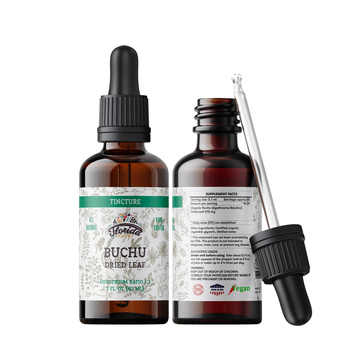 FLORIDA HERBS Organic Buchu Supplement 168g front view