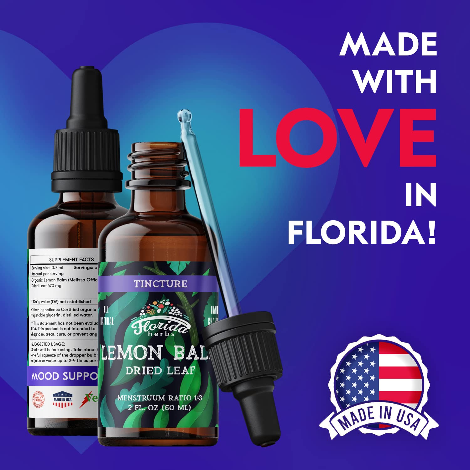 FLORIDA HERBS Organic Lemon Balm Tincture lifestyle scene