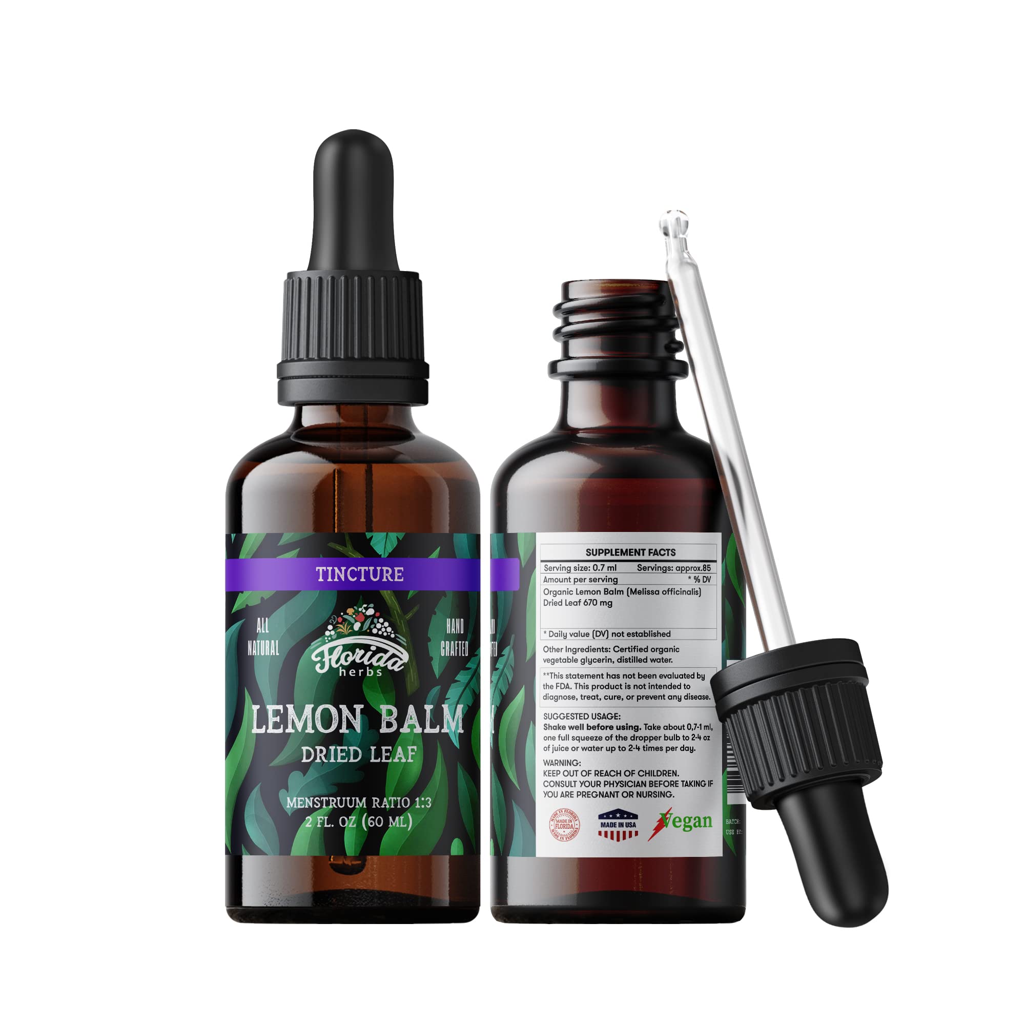 FLORIDA HERBS Organic Lemon Balm Tincture packaging