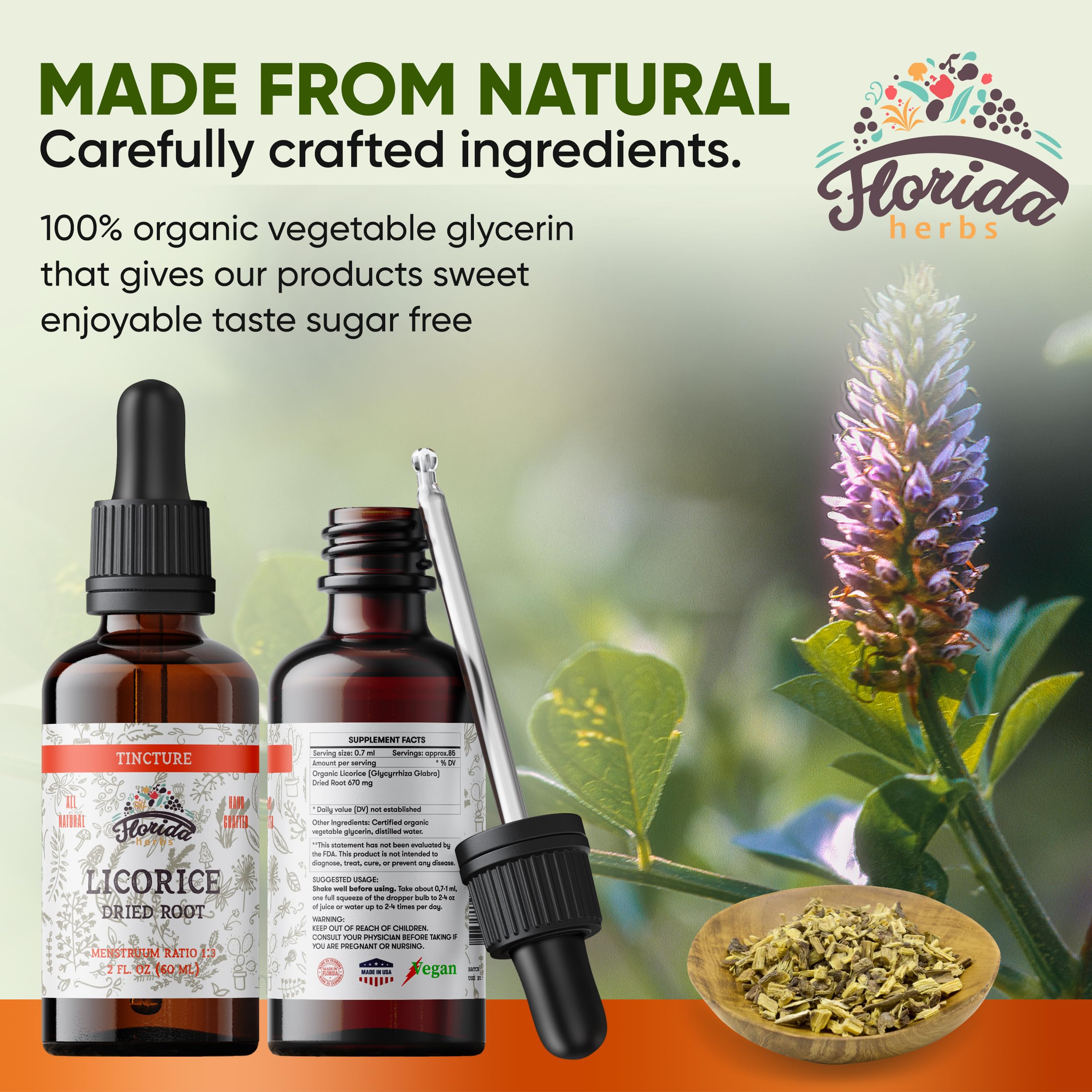 FLORIDA HERBS Organic Licorice Root Extract 159g side view