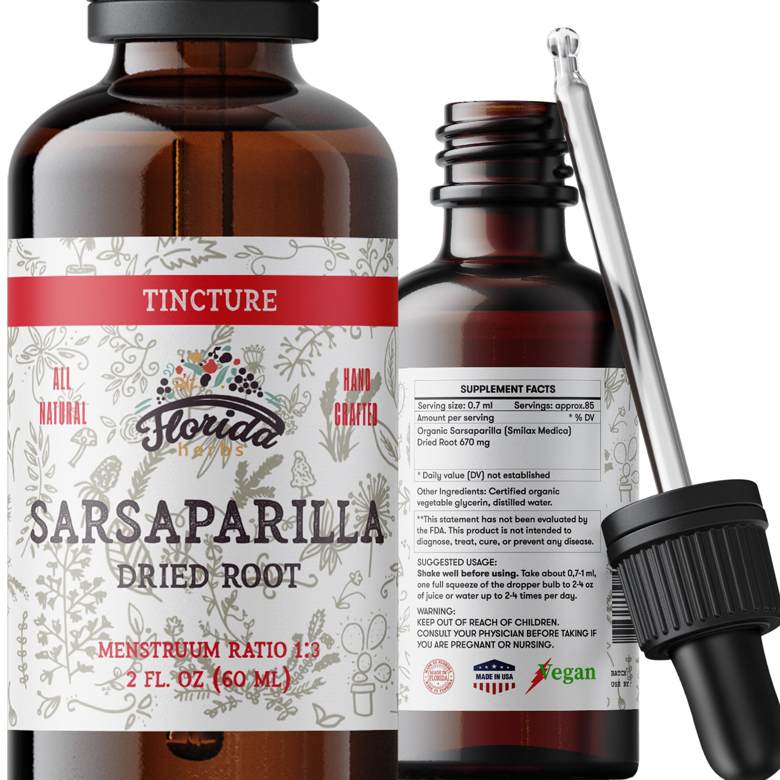 FLORIDA HERBS Organic Sarsaparilla Tincture 169g front view