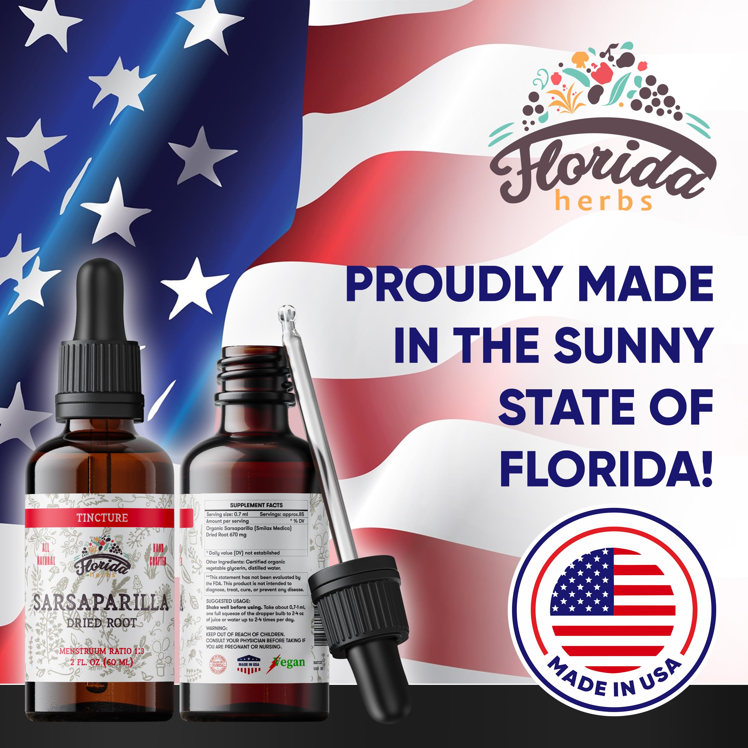 FLORIDA HERBS Organic Sarsaparilla Tincture 169g packaging