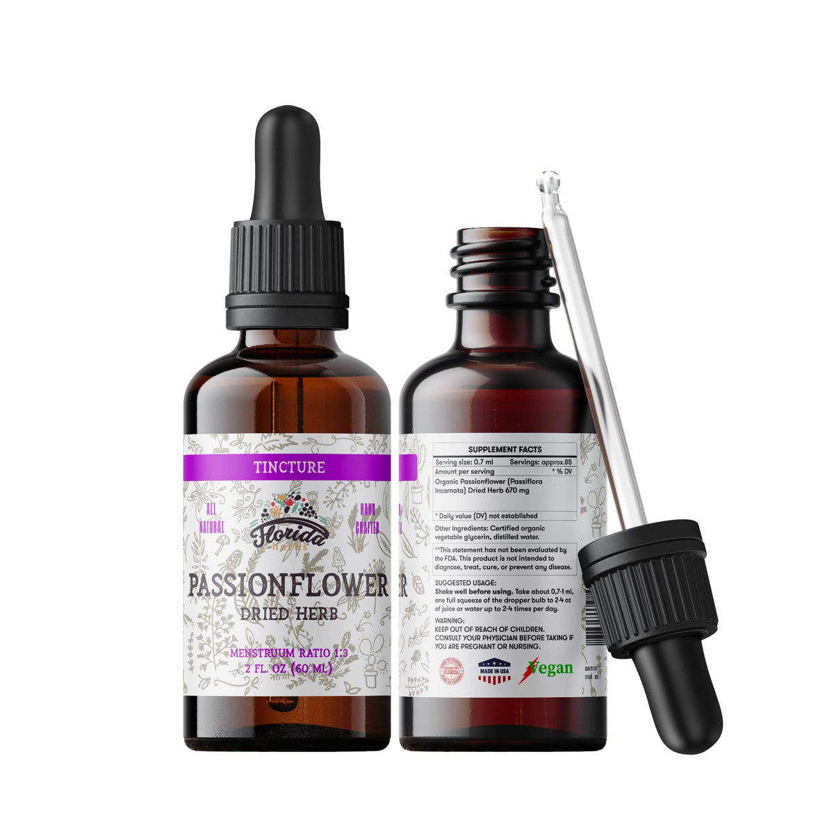 FLORIDA HERBS Passionflower Tincture 2 Fl Oz front view
