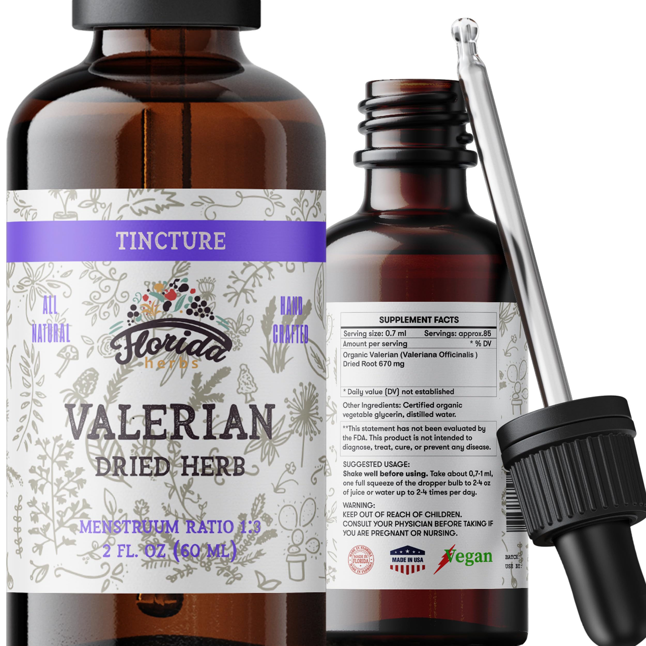 FLORIDA HERBS Valerian Tincture front view 159g