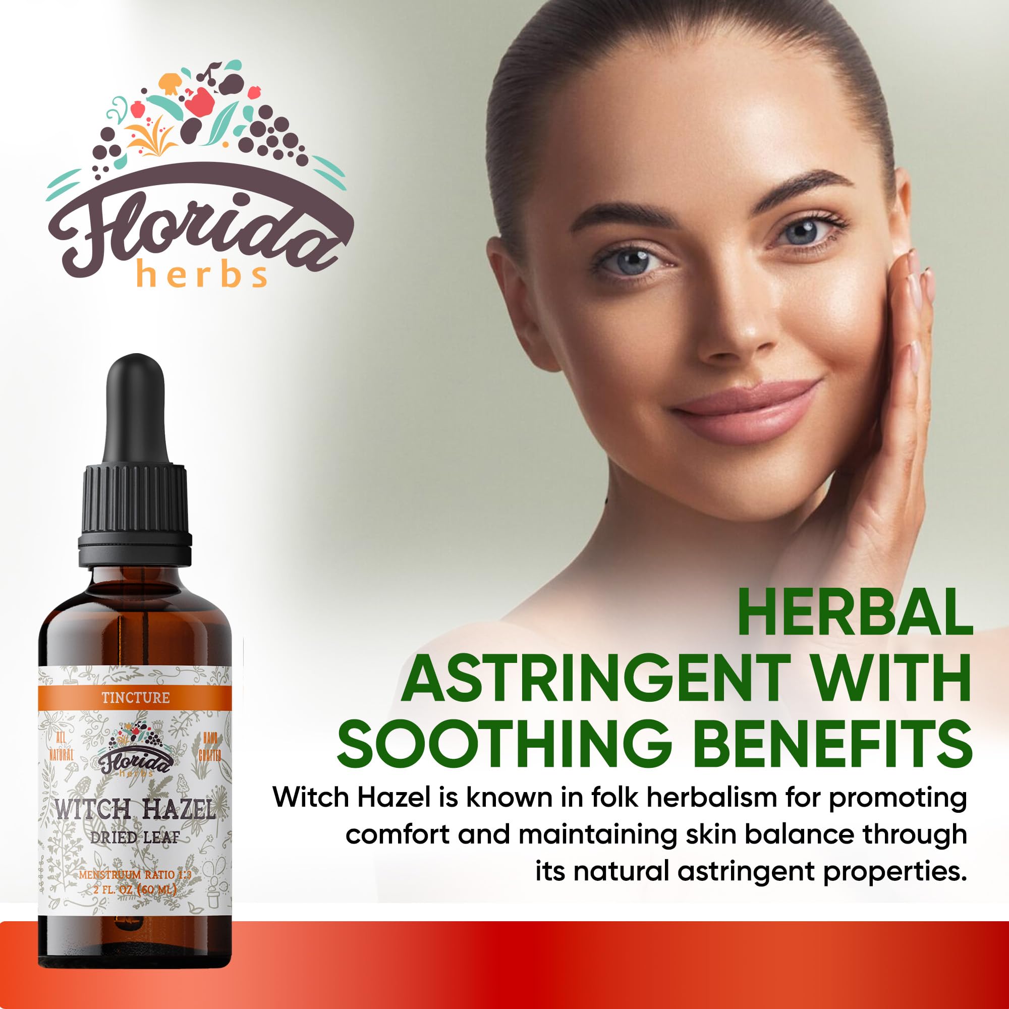 FLORIDA HERBS Witch Hazel Extract Supplement bottle side view
