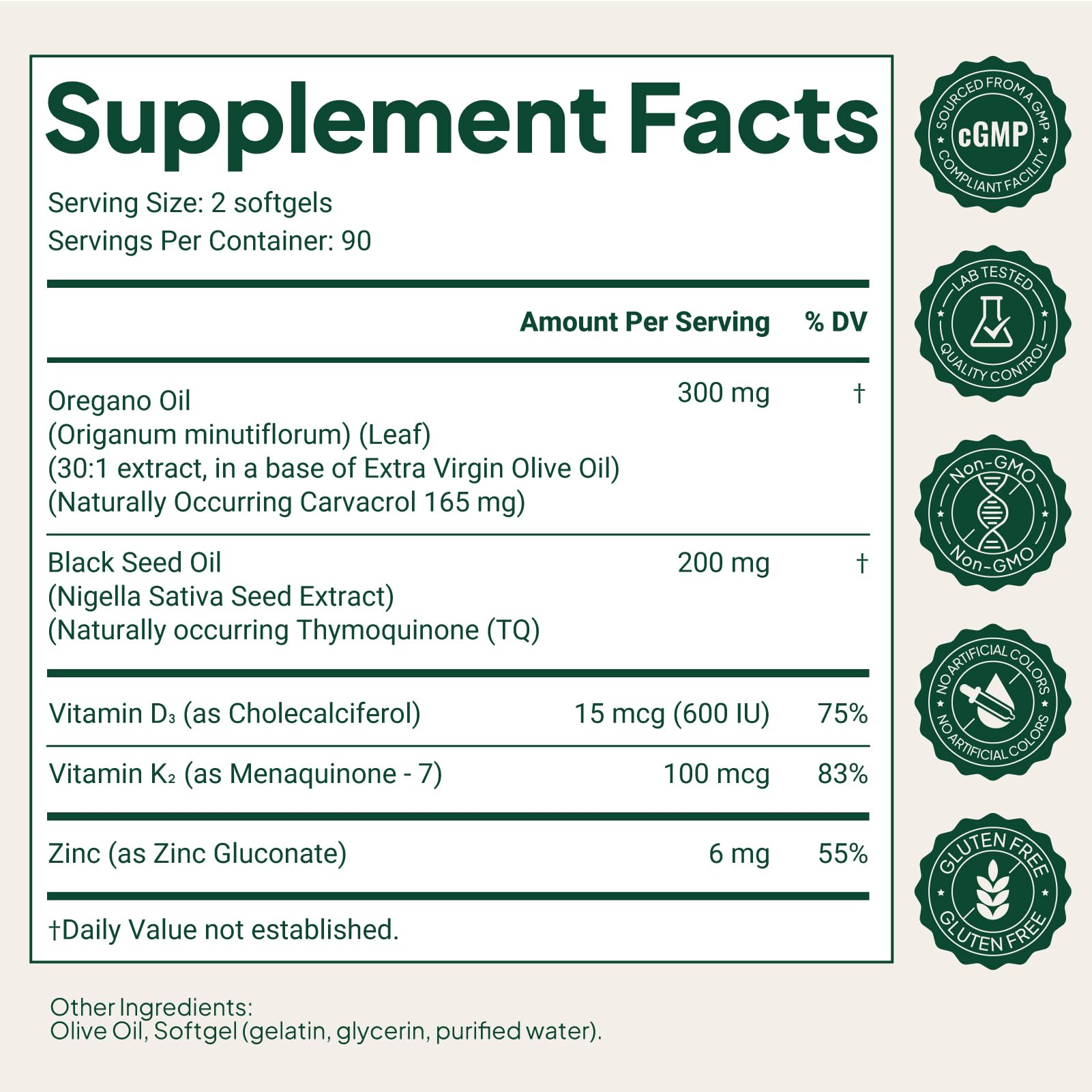 Florvay Oregano Oil Capsules 300mg ingredients list
