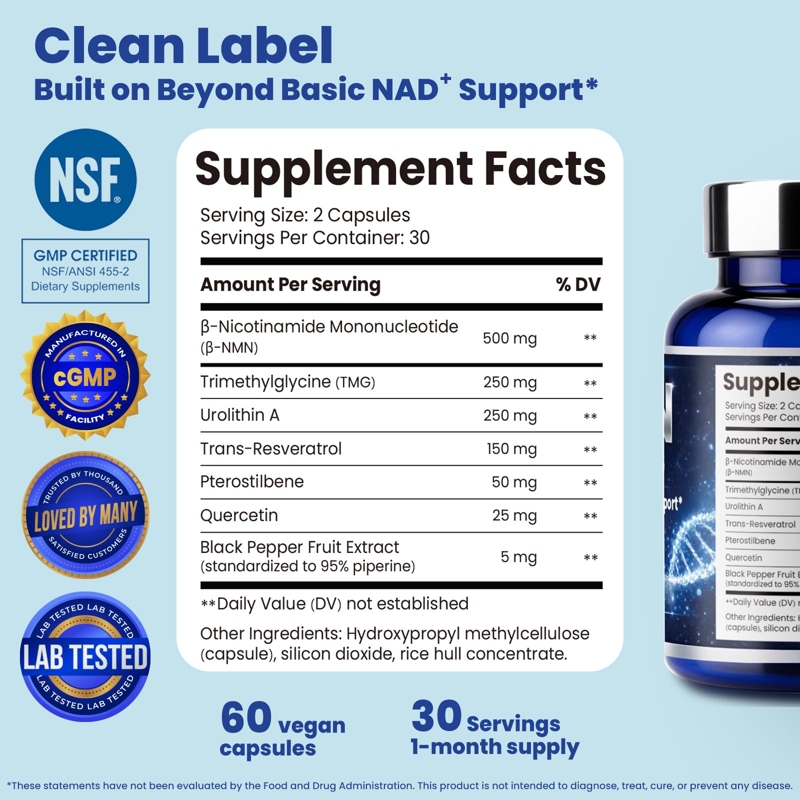 Florvay Quercetin Supplement capsules in a bottle