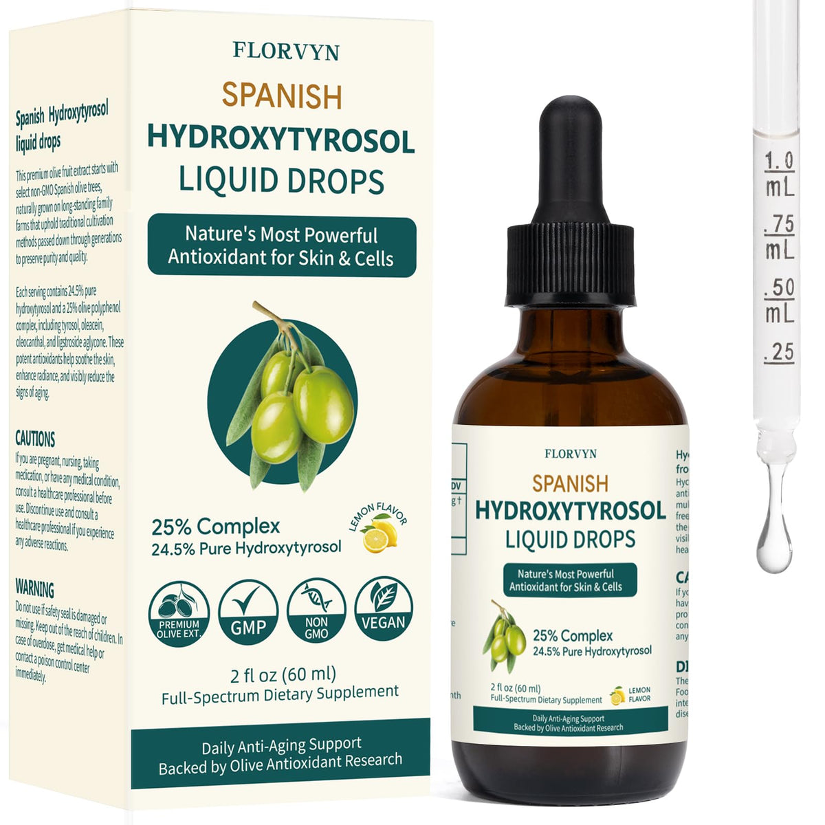 Florvyn Olive Leaf Hydroxytyrosol Supplement front view