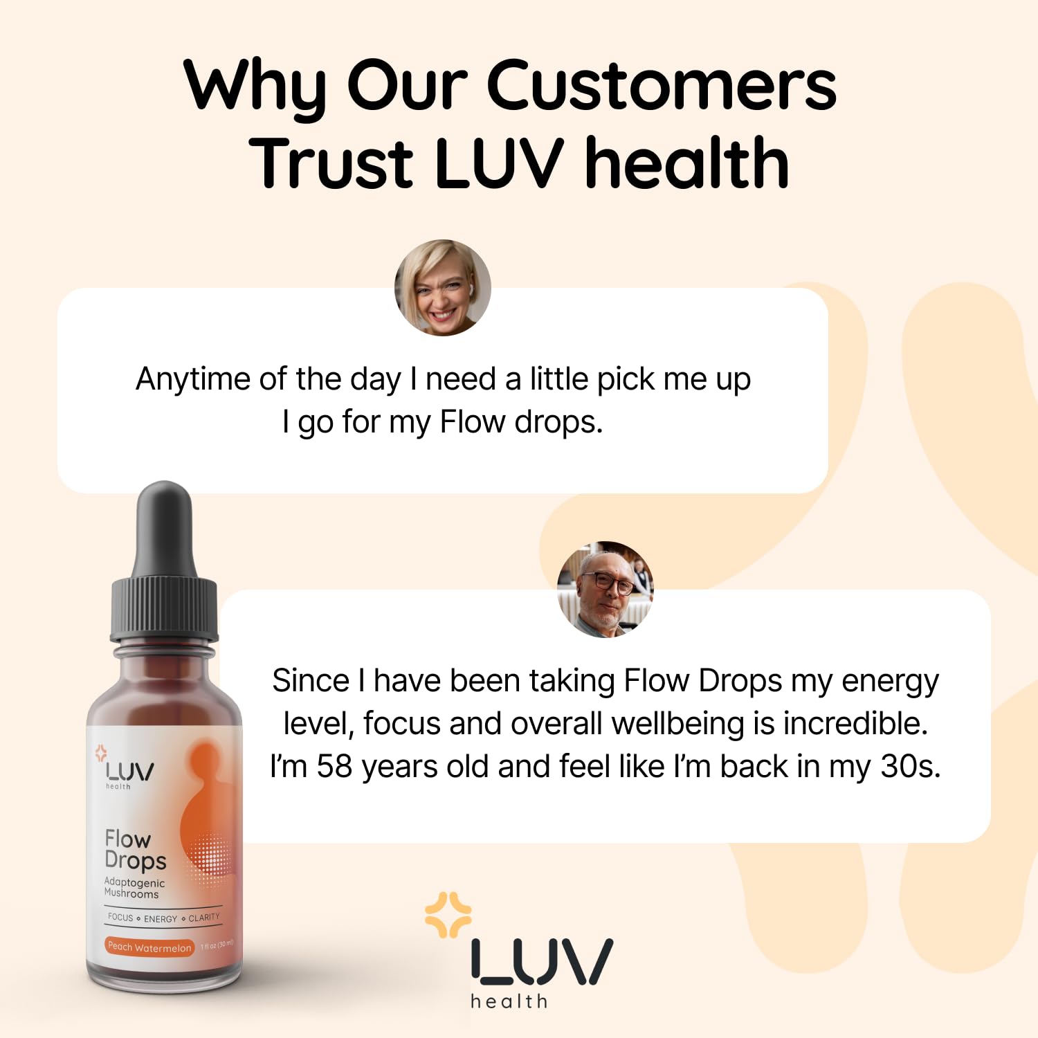 Flow Drops adaptogenic mushroom blend liquid supplement in lifestyle setting