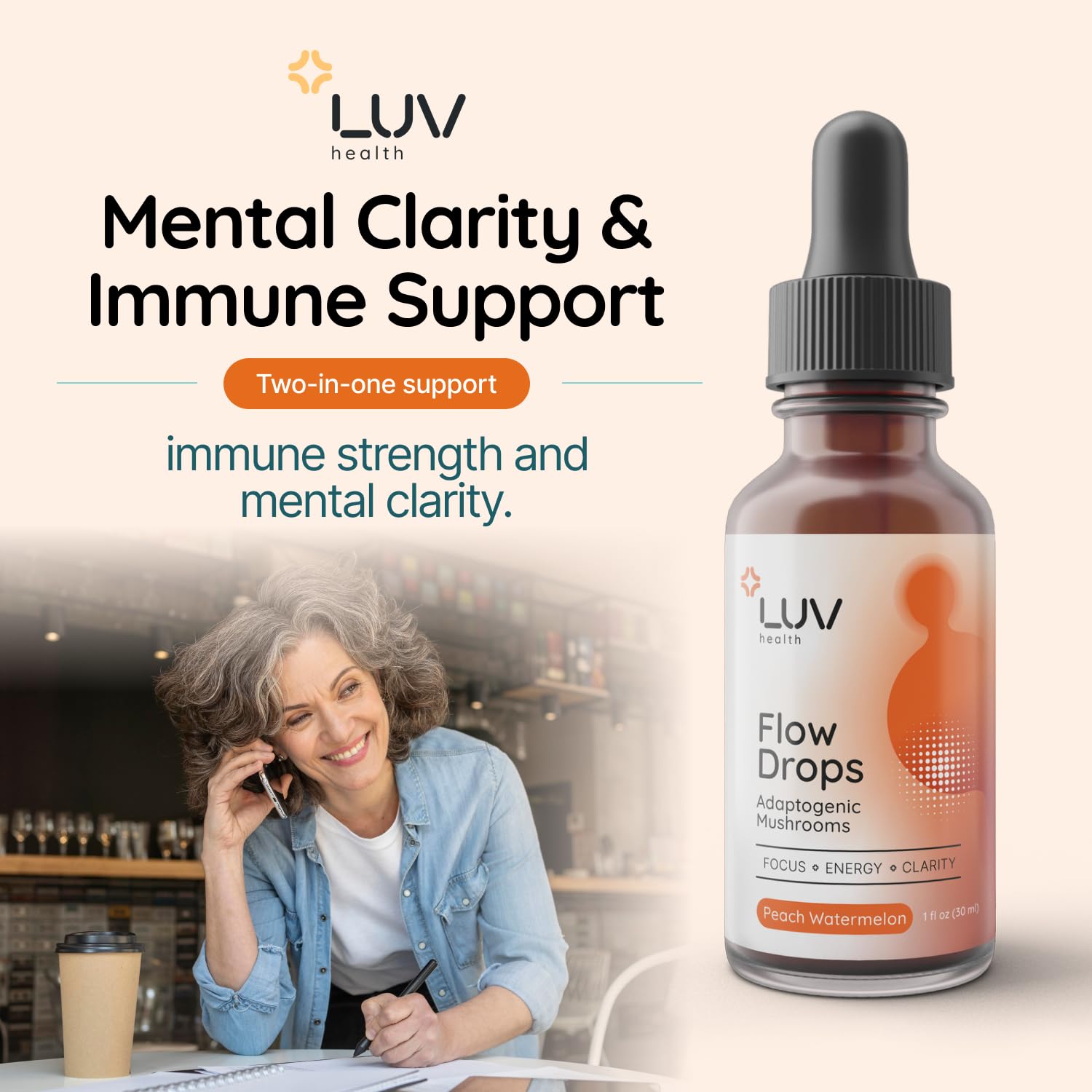 Flow Drops adaptogenic mushroom blend liquid supplement ingredients list