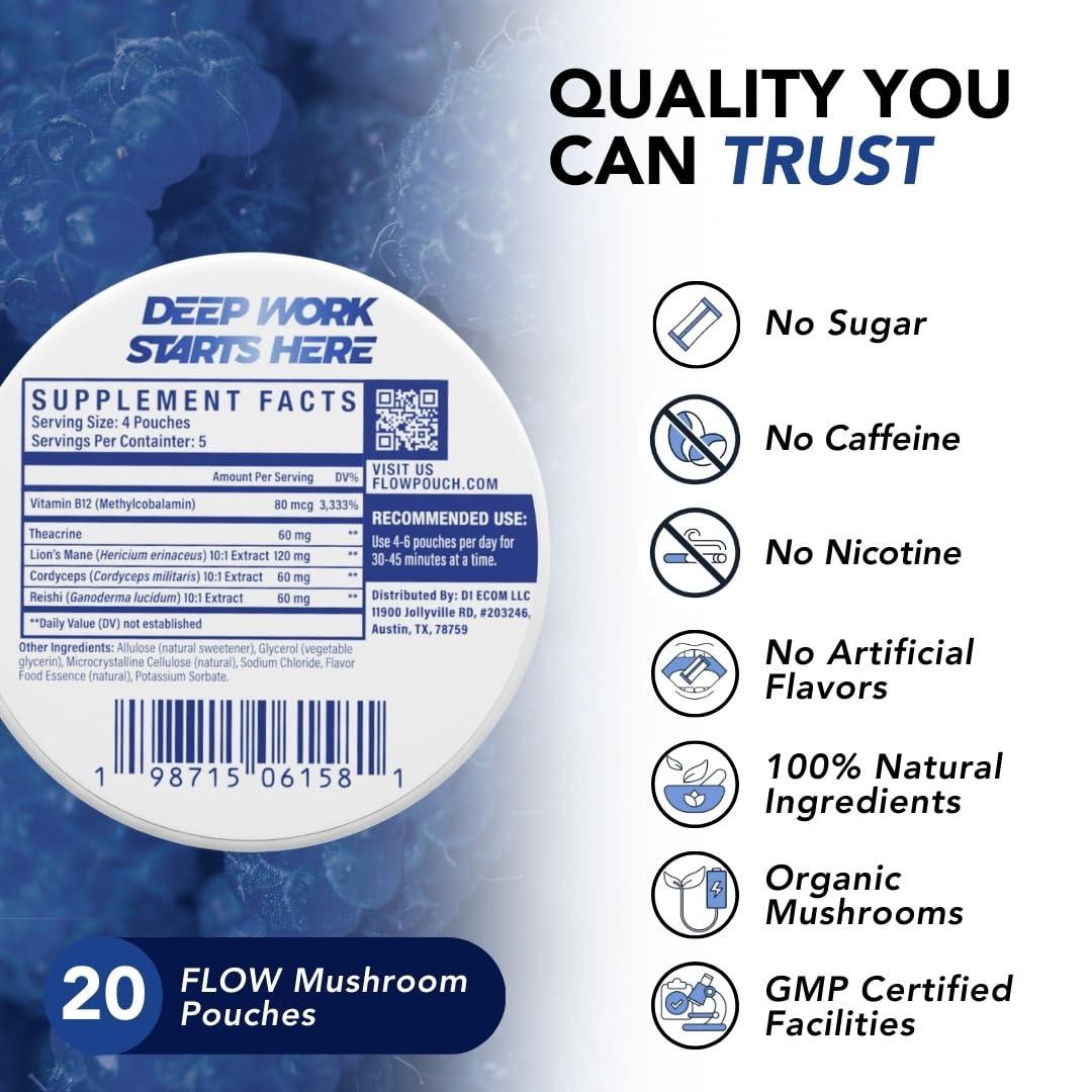 Flow Pouches Blue Razz flavour pouches opened
