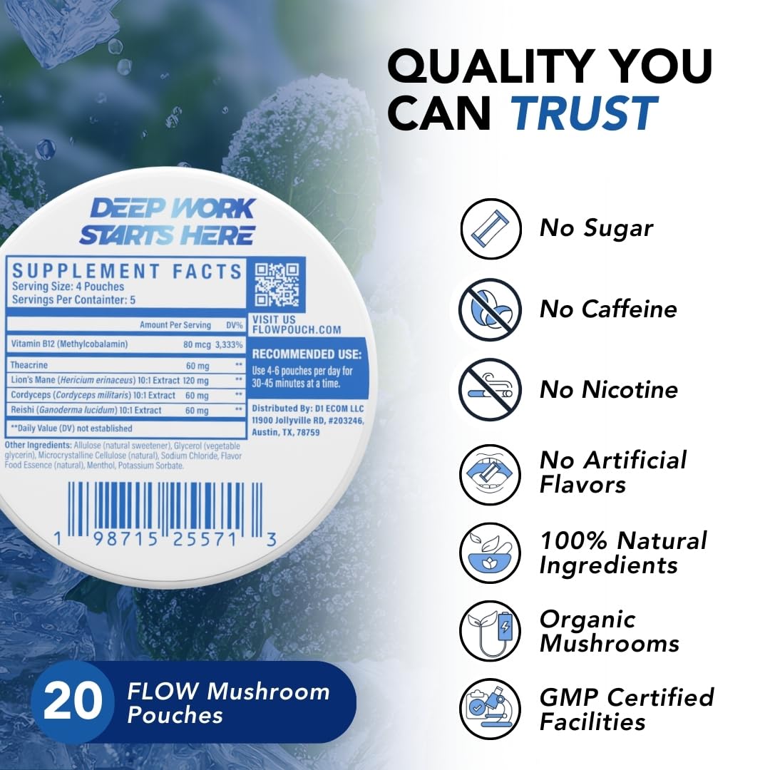 Flow Pouches displayed with other health supplements