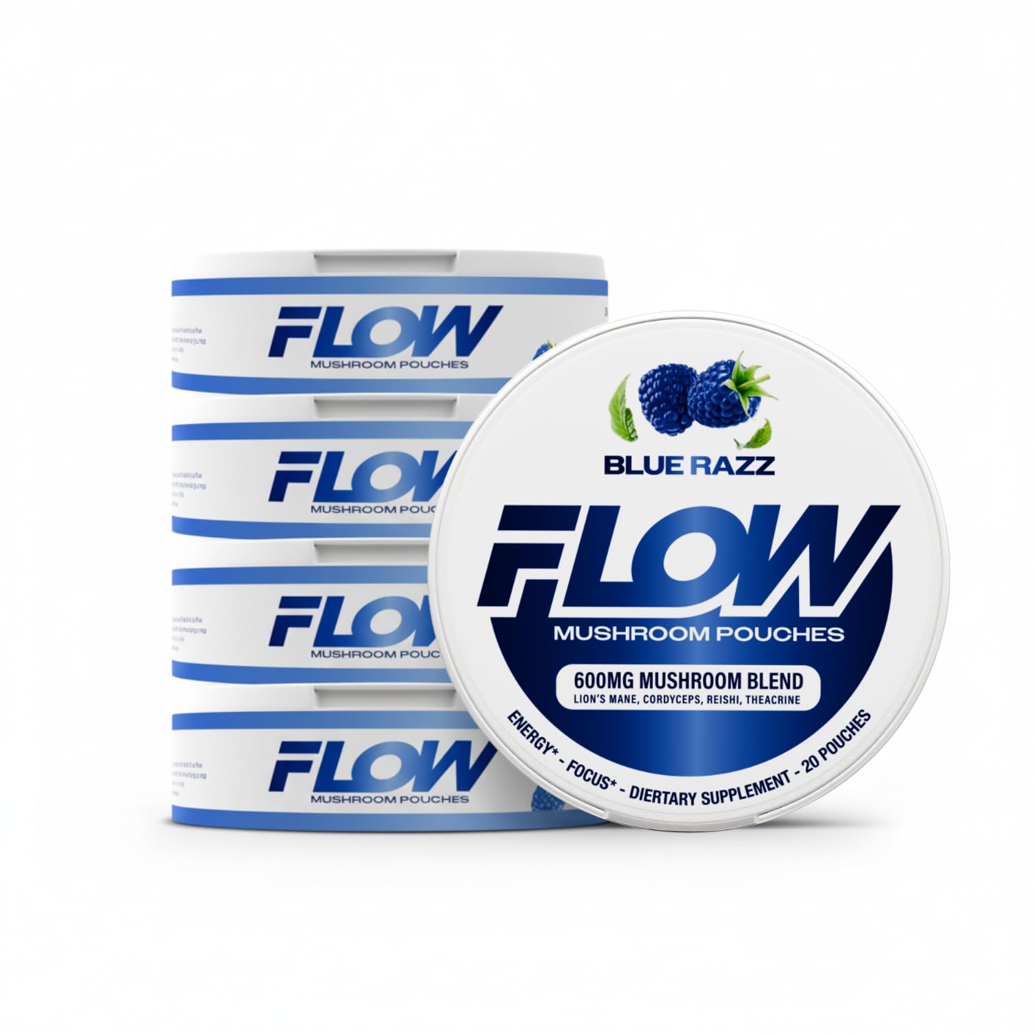 Flow Pouches nicotine-free energy pouches Blue Razz front view