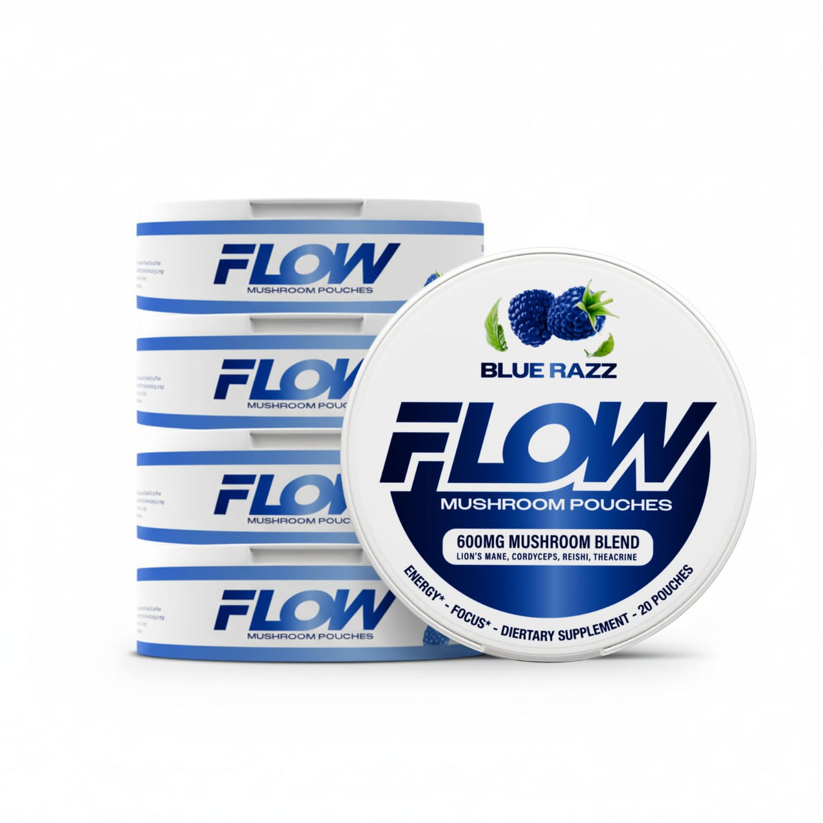 Flow Pouches nicotine-free energy pouches Blue Razz front view