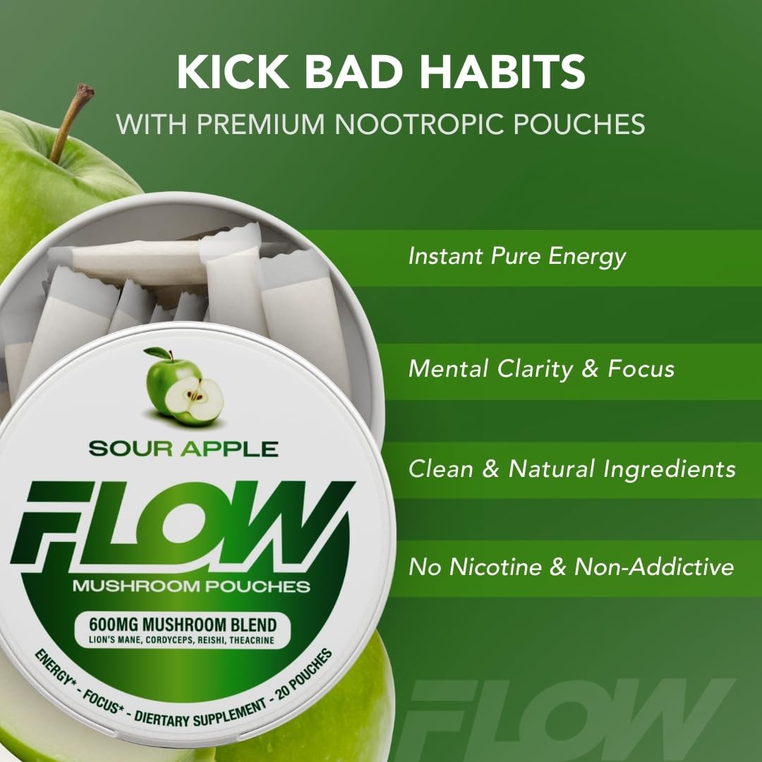 Flow Pouches packaging showing Sour Apple flavour