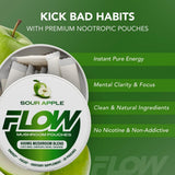 Flow Pouches packaging showing Sour Apple flavour