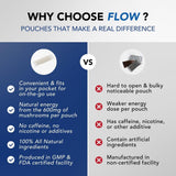 Flow Pouches showing the ingredients list on the back