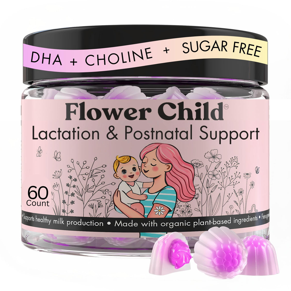 Flower Child Prenatal Vitamins 30 gummies front view