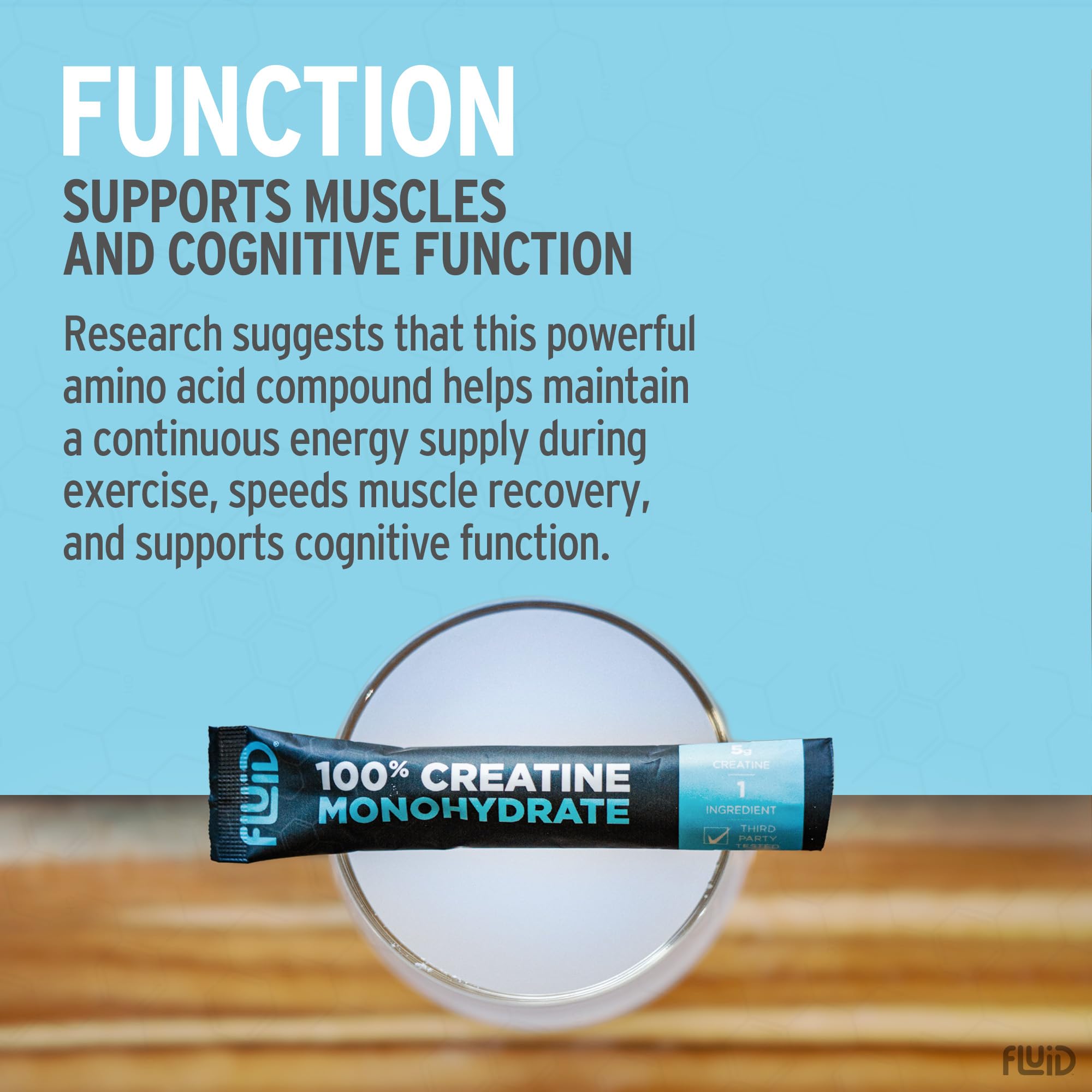 Fluid Creatine Monohydrate 100% Micronized unflavoured powder close-up