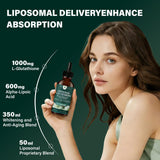 Flulight Liposomal Glutathione Liquid Supplement 60 mL on a wooden table