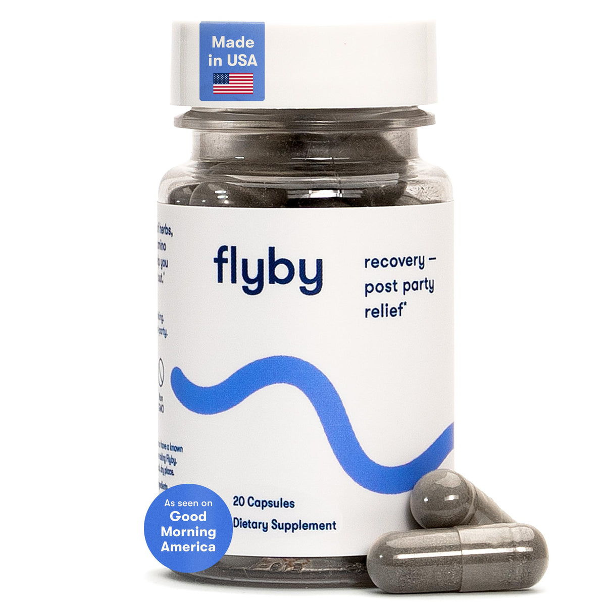 Flyby use Capsules front view with packaging