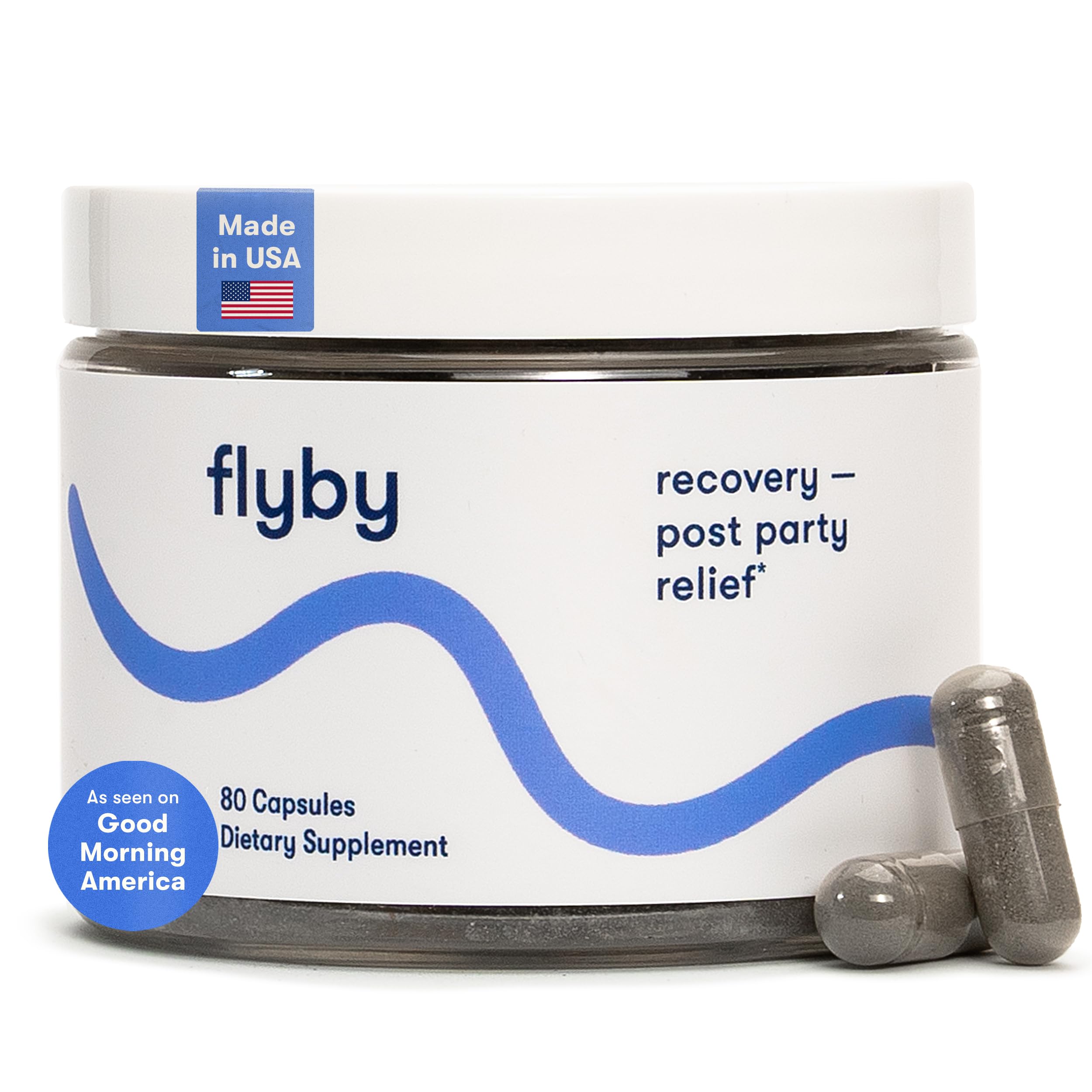 Flyby use Capsules front view with packaging
