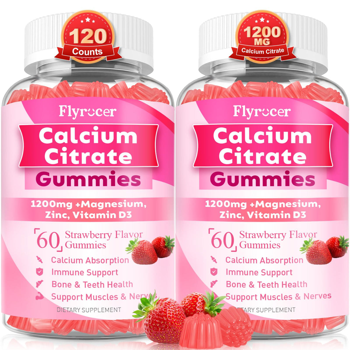 Flyrocer Calcium Citrate Gummies front view packaging