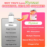 Flyrocer Cortisol Health Gummies on a wooden table