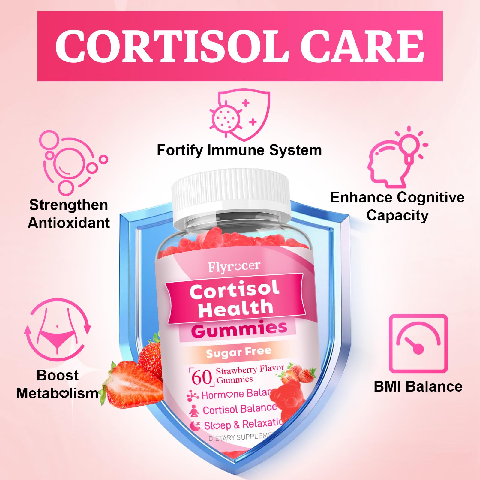Flyrocer Cortisol Supplements 60 Gummies nutritional information