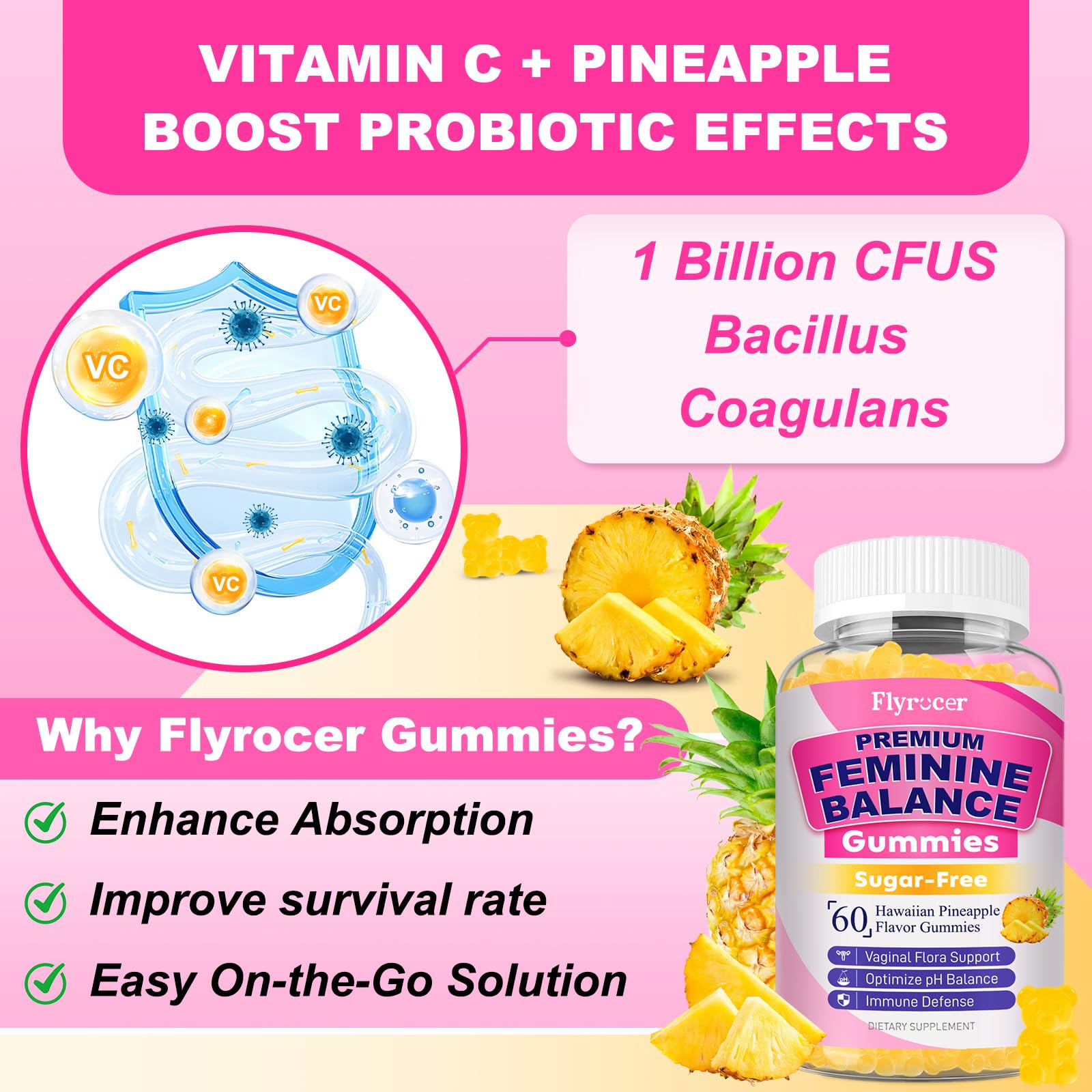 Flyrocer Feminine Balance Gummies nutritional information