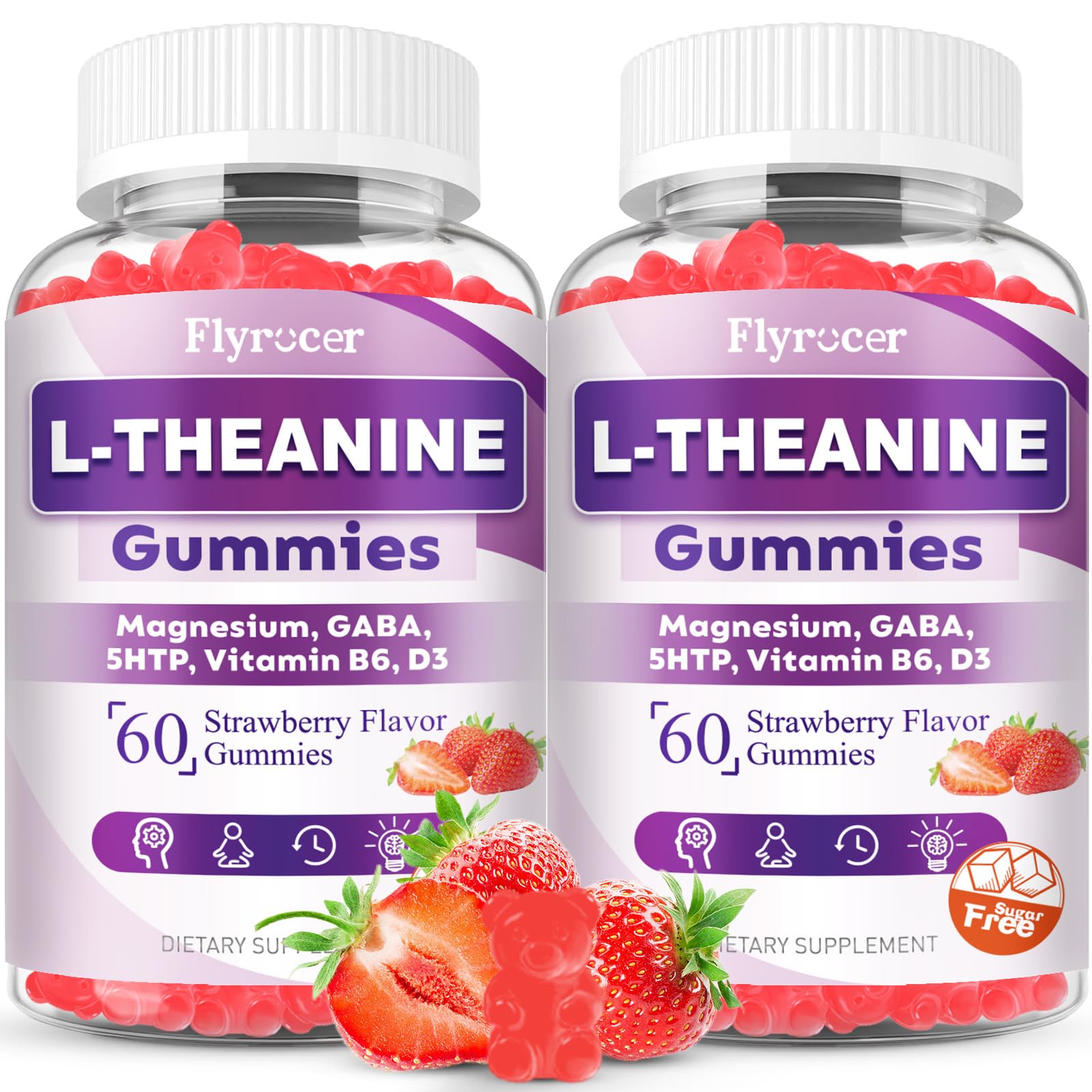 Flyrocer L-Theanine Gummies 60 Count front view