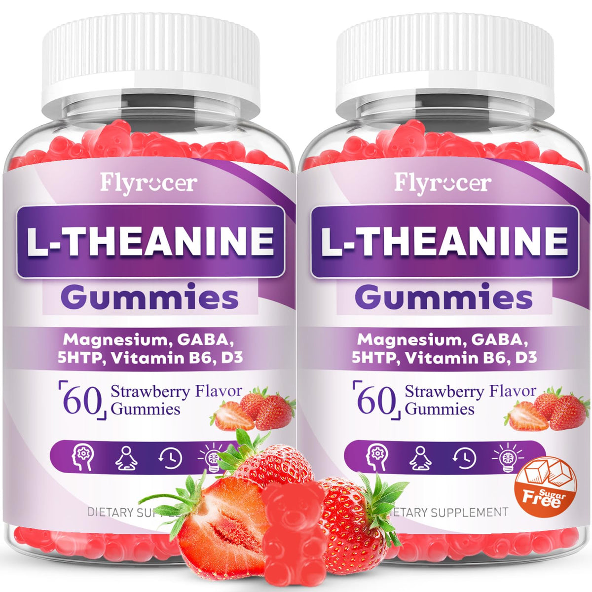 Flyrocer L-Theanine Gummies 60 Count front view