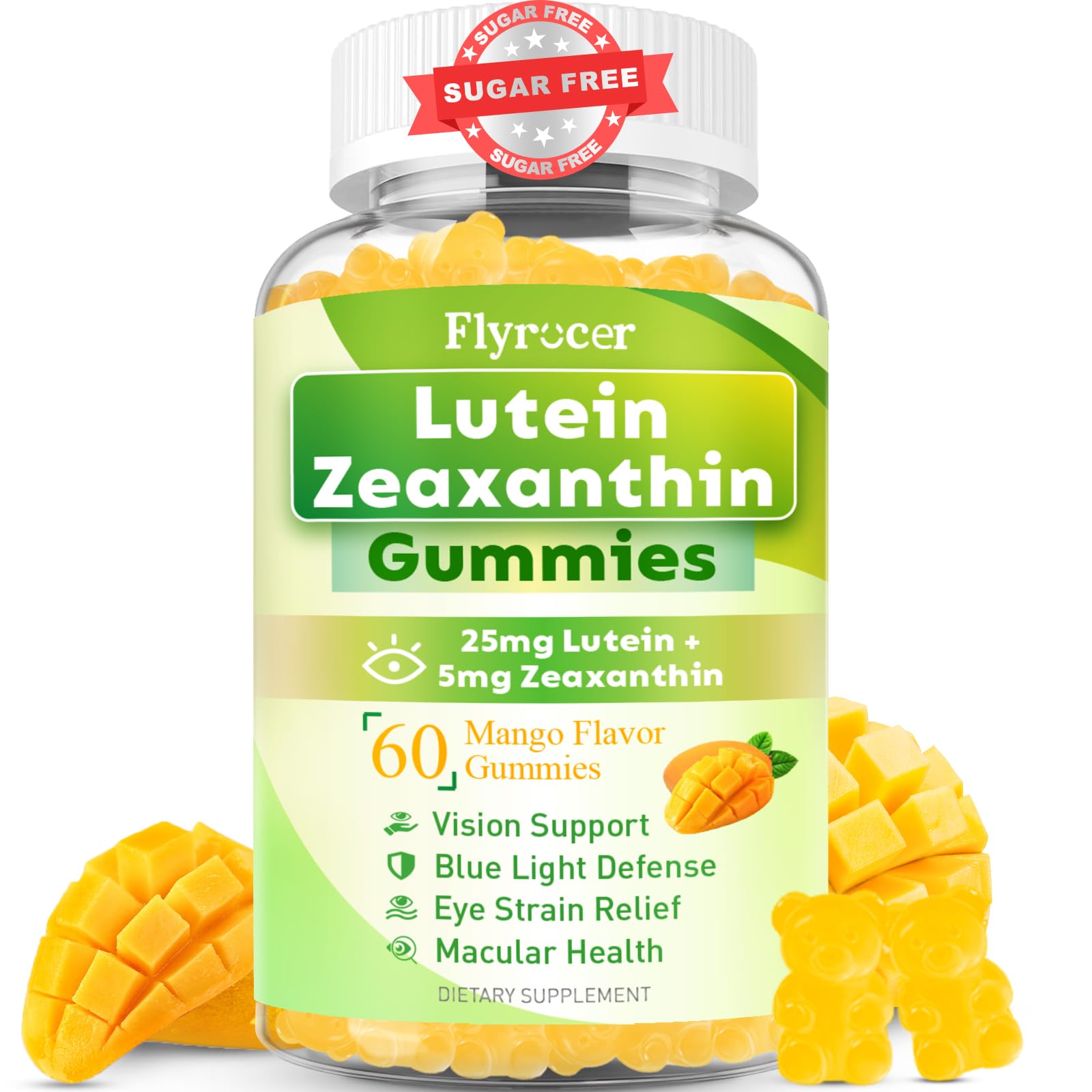 Flyrocer Lutein Gummies 25mg front view packaging
