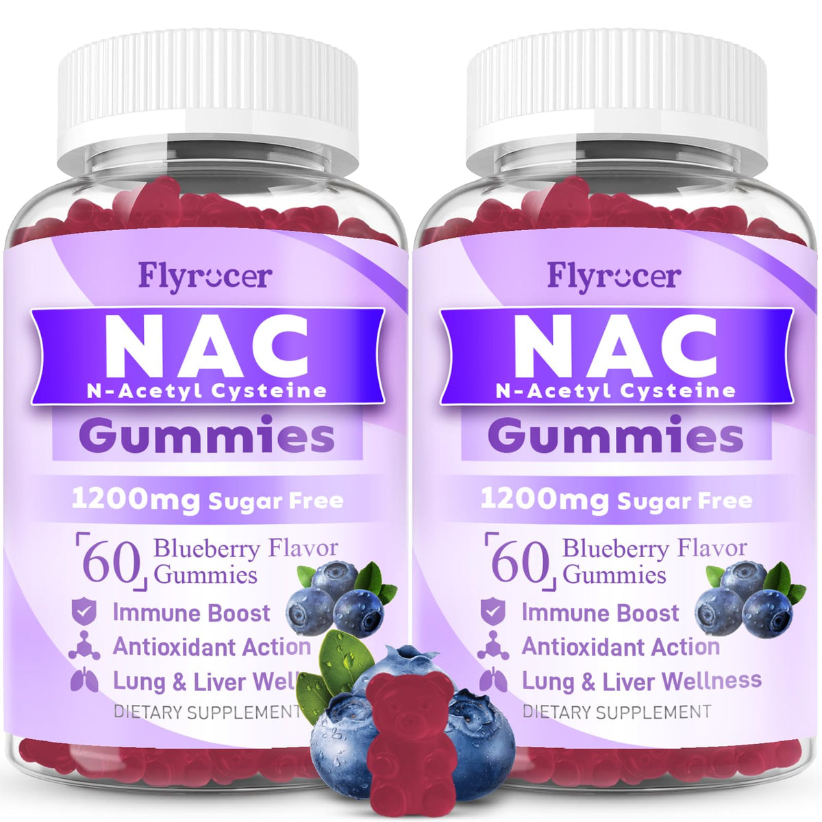 Flyrocer NAC Gummies front view with packaging