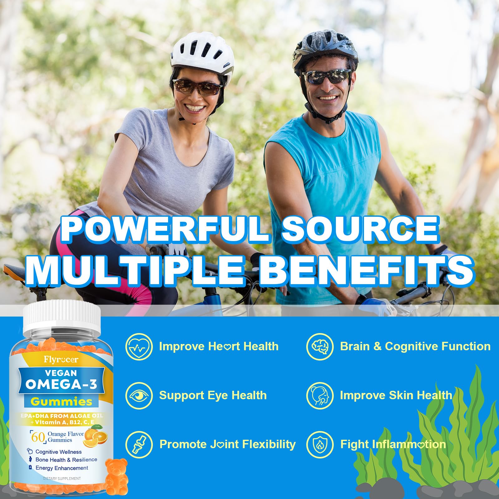 Flyrocer Vegan Omega 3 Gummies ingredients list on packaging