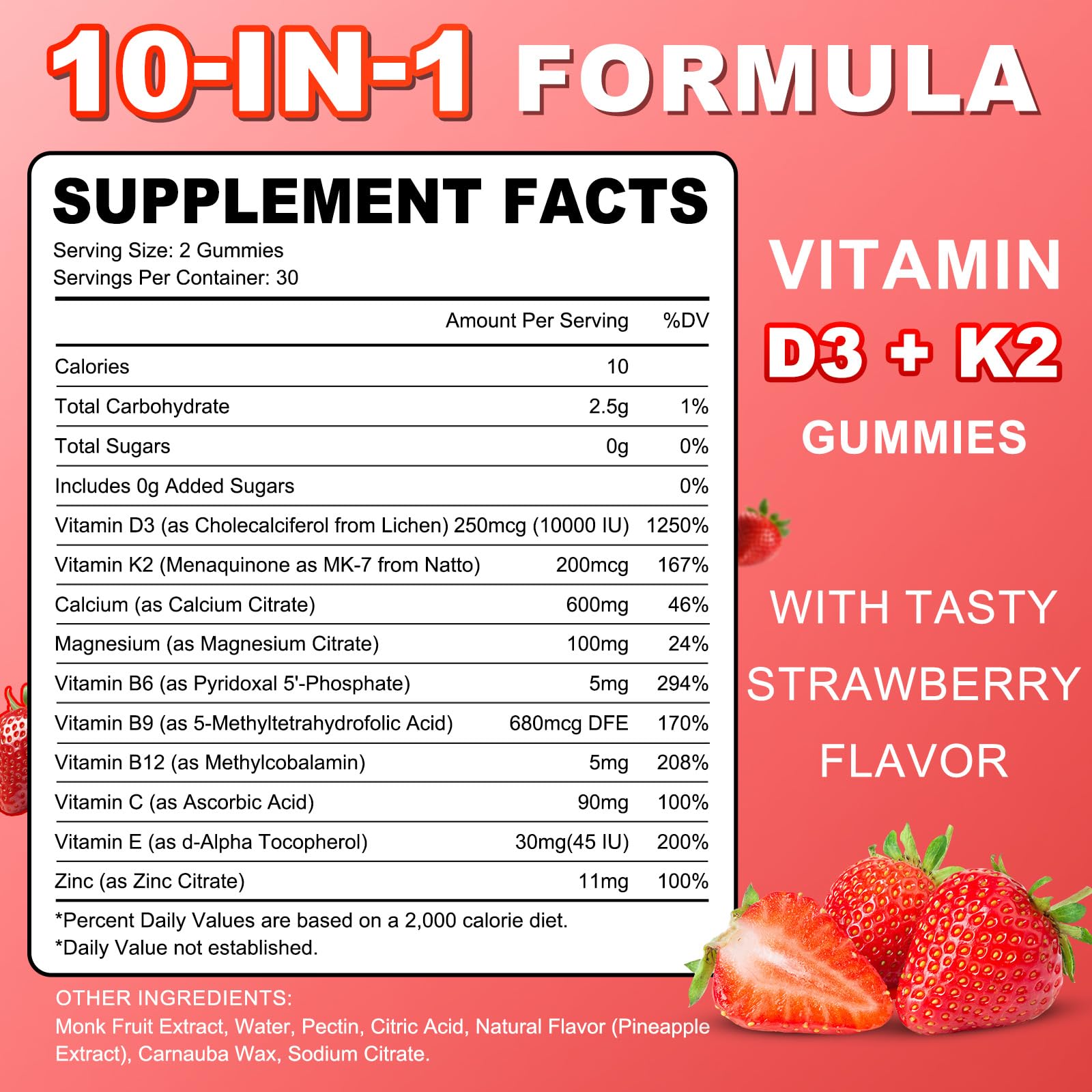 Flyrocer Vitamin D3 & K2 Gummies side view with label