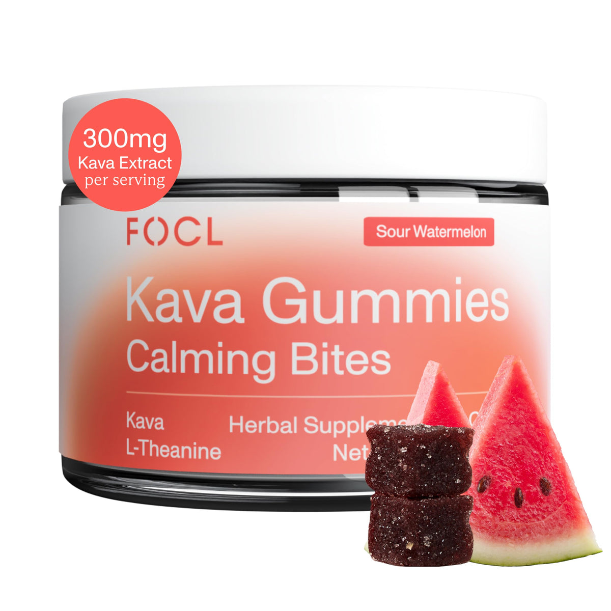 FOCL Kava Kava Gummies packaging front view with sour watermelon flavour